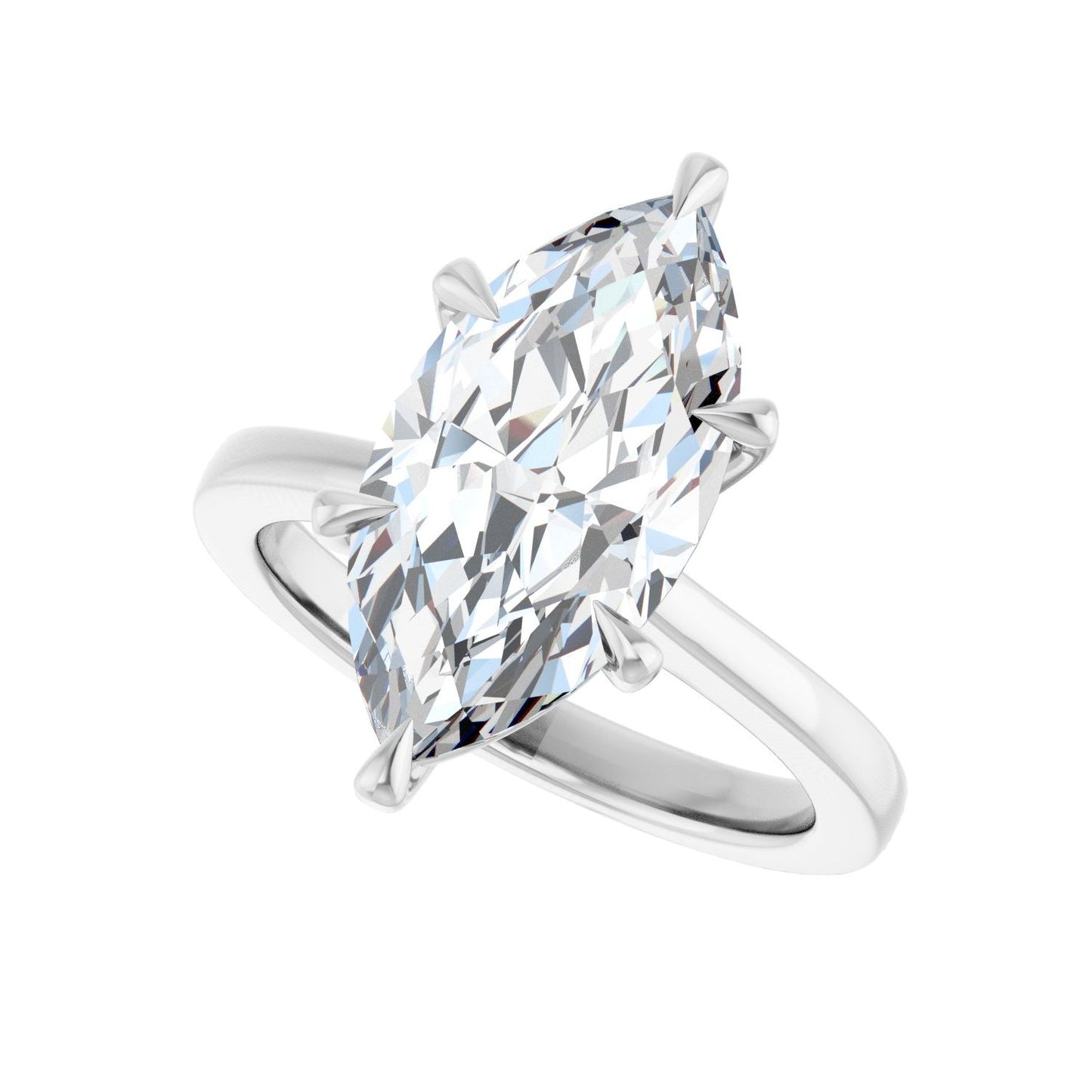 Marquise Claw-Prong Engagement Ring | Metal Type=14K White Gold | Center Stone Size=3 CT | Image 5