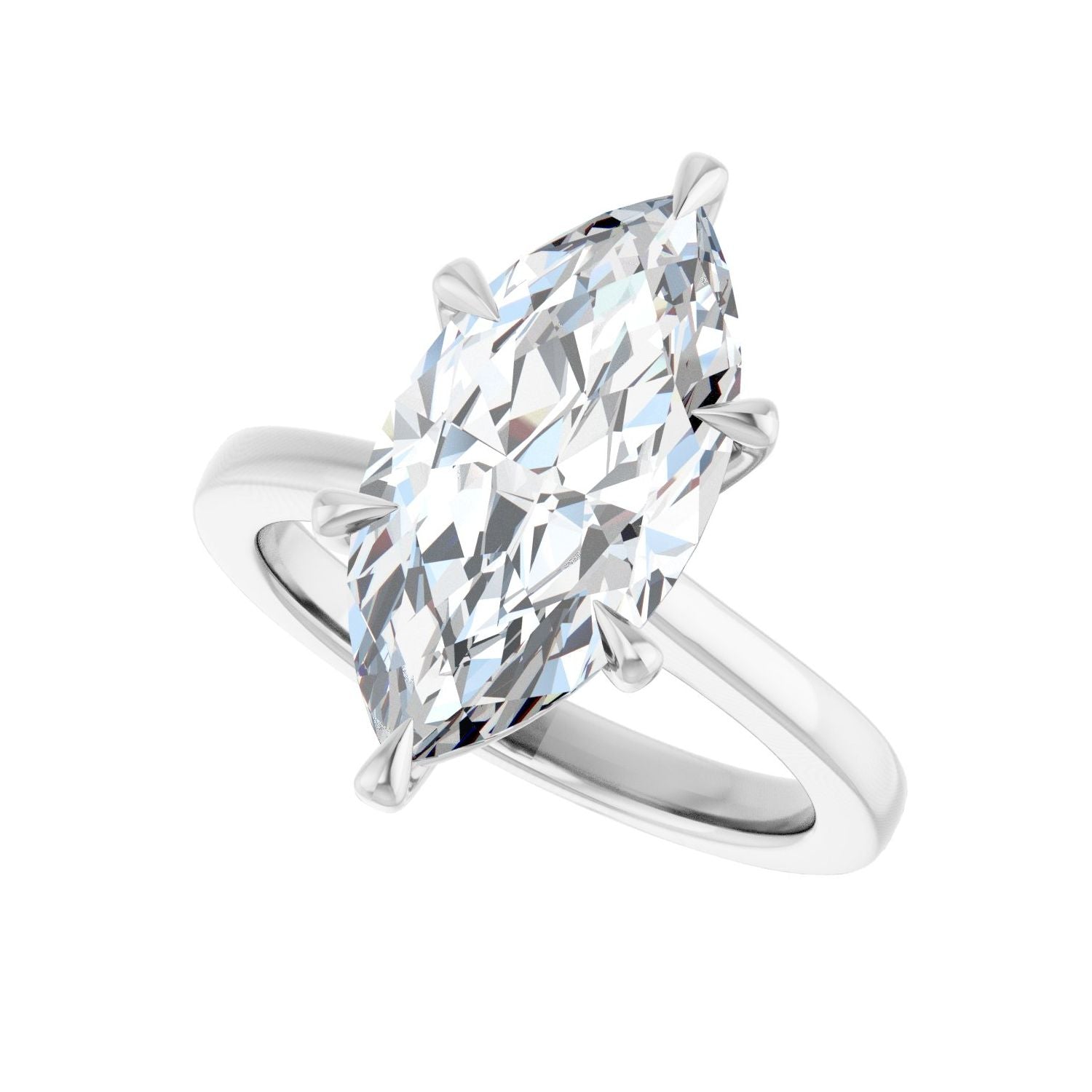 Marquise Claw-Prong Engagement Ring | Metal Type=14K White Gold | Center Stone Size=3 CT | Image 5