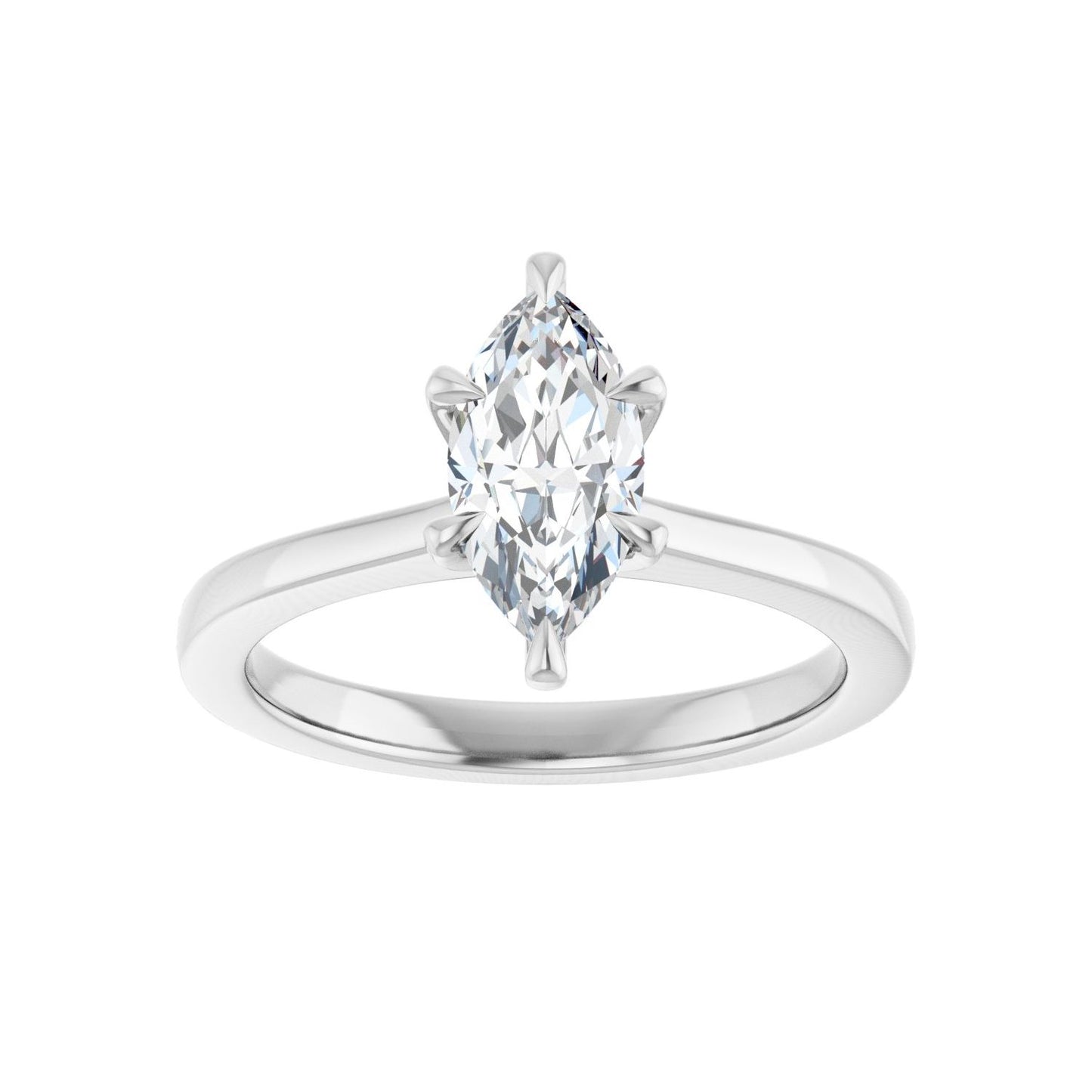 Marquise Claw-Prong Engagement Ring | Metal Type=14K White Gold | Center Stone Size=1 CT | Image 3