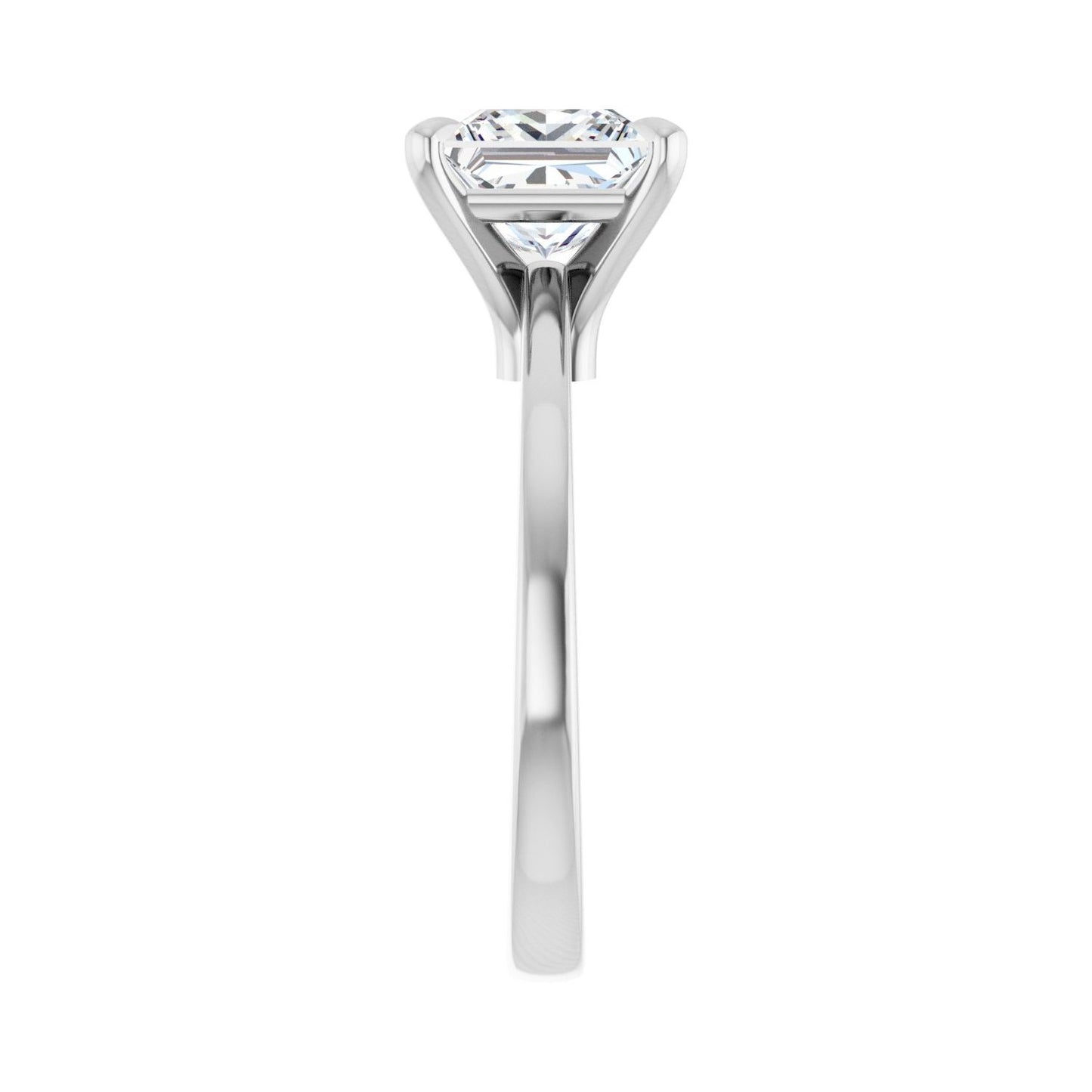 Square Claw-Prong Engagement Ring | Metal Type=14K White Gold | Center Stone Size=2 CT | Image 4