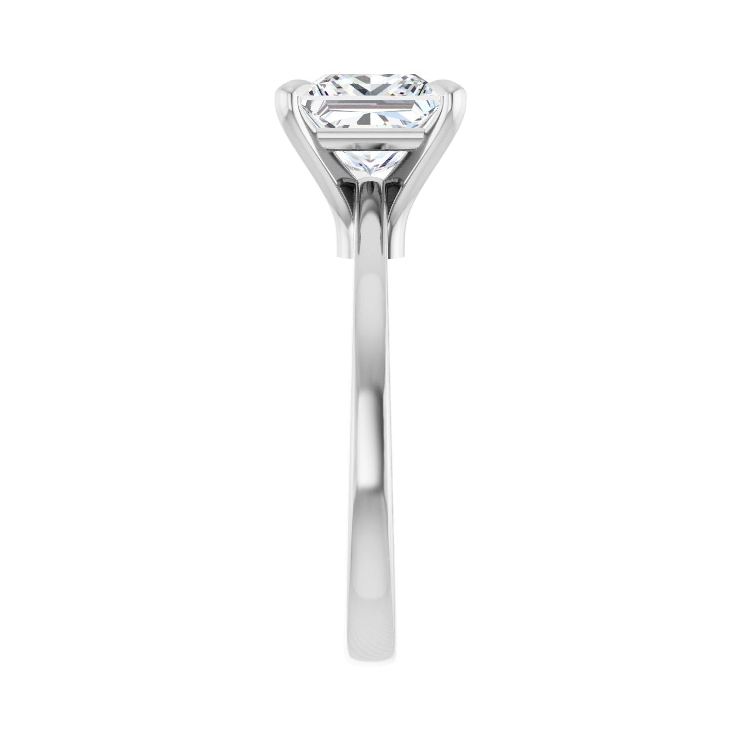 Square Claw-Prong Engagement Ring | Metal Type=14K White Gold | Center Stone Size=2 CT | Image 4