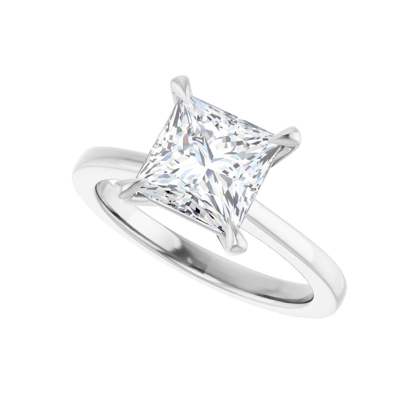 Square Claw-Prong Engagement Ring | Metal Type=14K White Gold | Center Stone Size=2 CT | Image 5