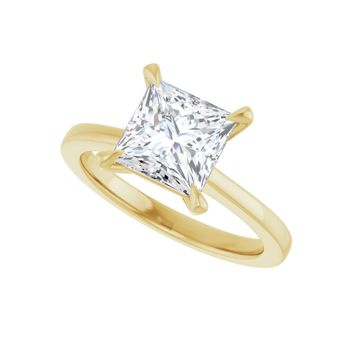 Square Claw-Prong Engagement Ring | Metal Type=14K Yellow Gold | Center Stone Size=2 CT | Image 5