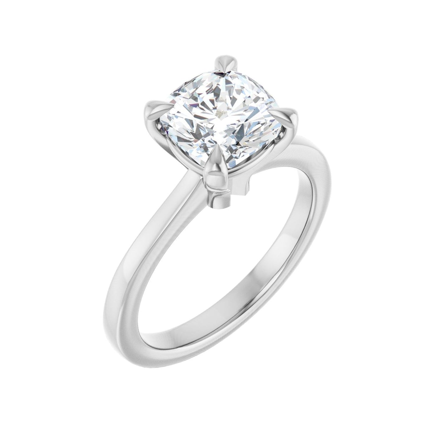 Cushion Claw-Prong Engagement Ring | Metal Type=14K White Gold | Center Stone Size=2.5 CT | Image 1