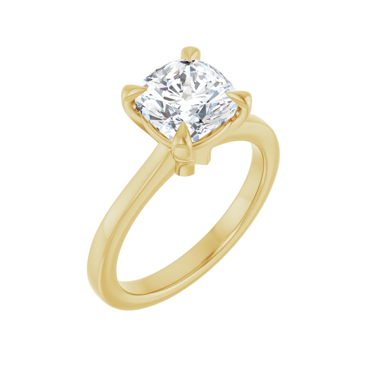 Cushion Claw-Prong Engagement Ring | Metal Type=14K Yellow Gold | Center Stone Size=2.5 CT | Image 1