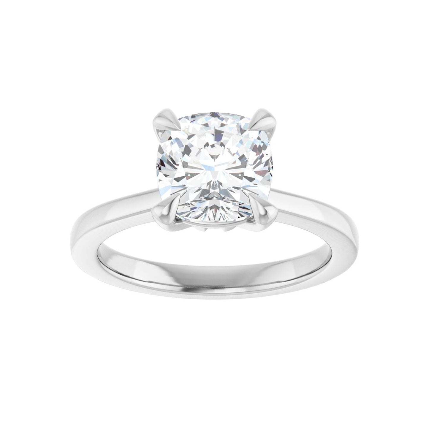 Cushion Claw-Prong Engagement Ring | Metal Type=14K White Gold | Center Stone Size=2.5 CT | Image 3