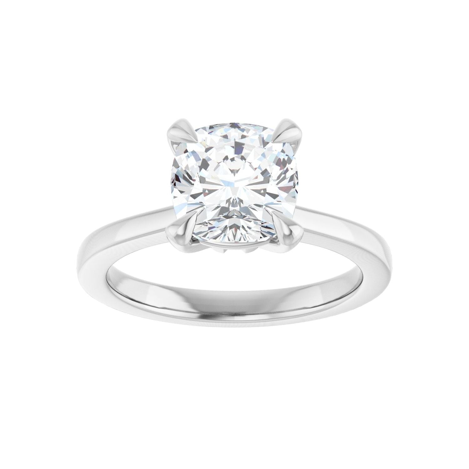 Cushion Claw-Prong Engagement Ring | Metal Type=14K White Gold | Center Stone Size=2.5 CT | Image 3