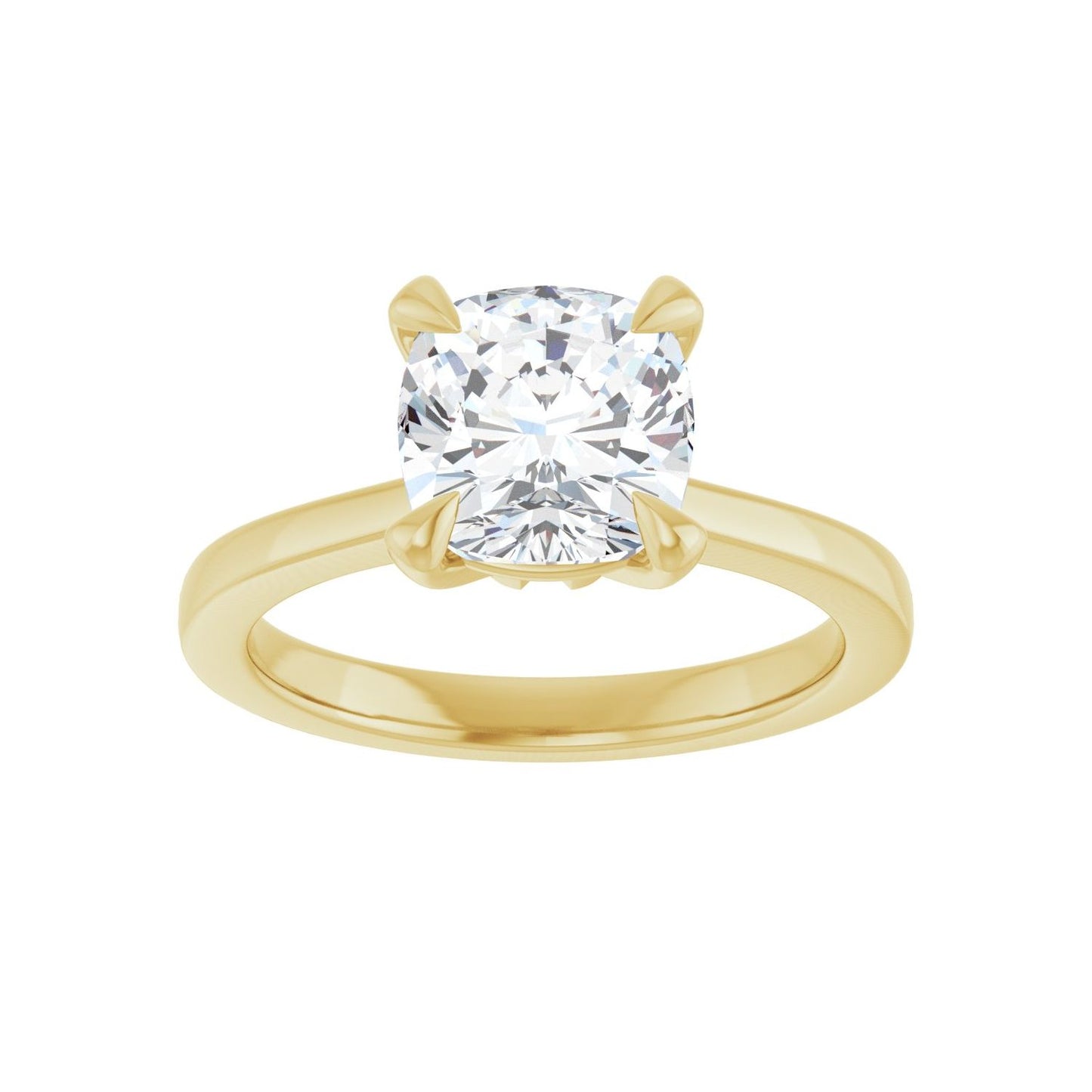 Cushion Claw-Prong Engagement Ring | Metal Type=14K Yellow Gold | Center Stone Size=2.5 CT | Image 3