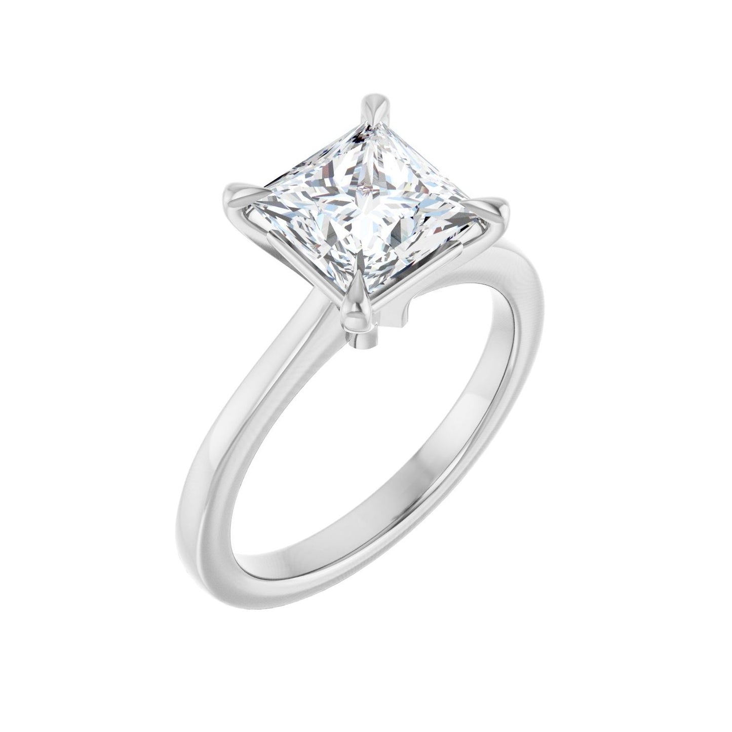 Square Claw-Prong Engagement Ring | Metal Type=14K White Gold | Center Stone Size=2 CT | Image 1