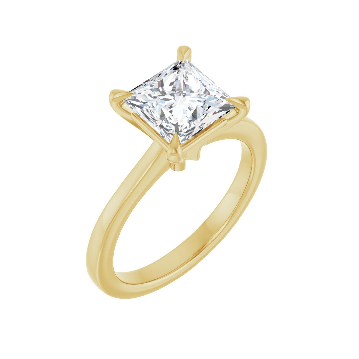 Square Claw-Prong Engagement Ring | Metal Type=14K Yellow Gold | Center Stone Size=2 CT | Image 1