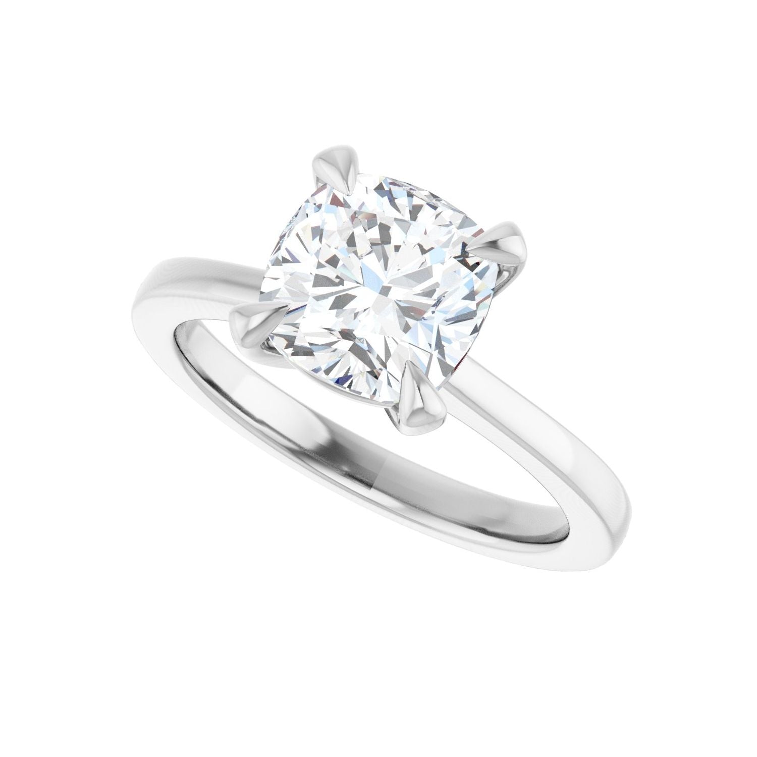 Cushion Claw-Prong Engagement Ring | Metal Type=14K White Gold | Center Stone Size=2.5 CT | Image 5