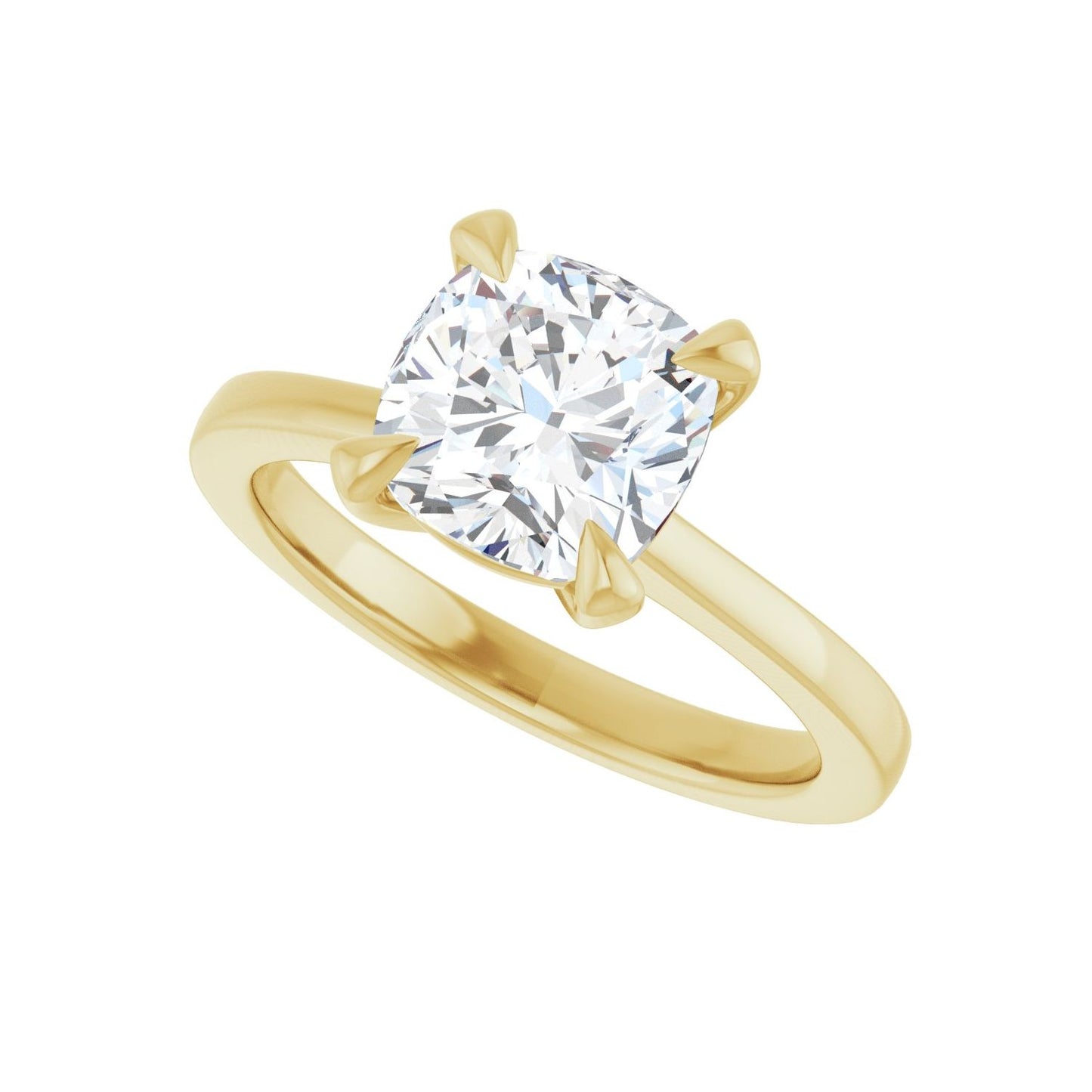 Cushion Claw-Prong Engagement Ring | Metal Type=14K Yellow Gold | Center Stone Size=2.5 CT | Image 5