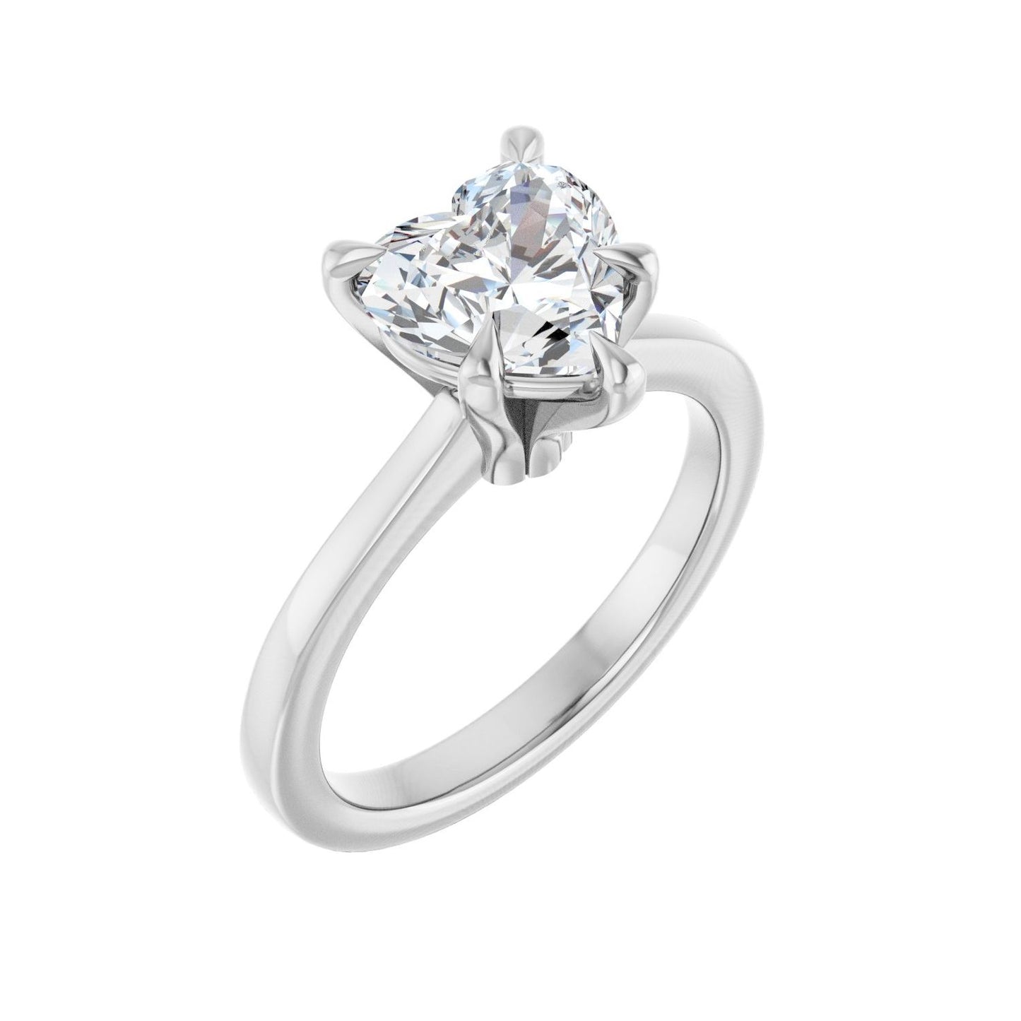 Heart Claw-Prong Engagement Ring | Metal Type=14K White Gold | Center Stone Size=1.5 CT | Image 1