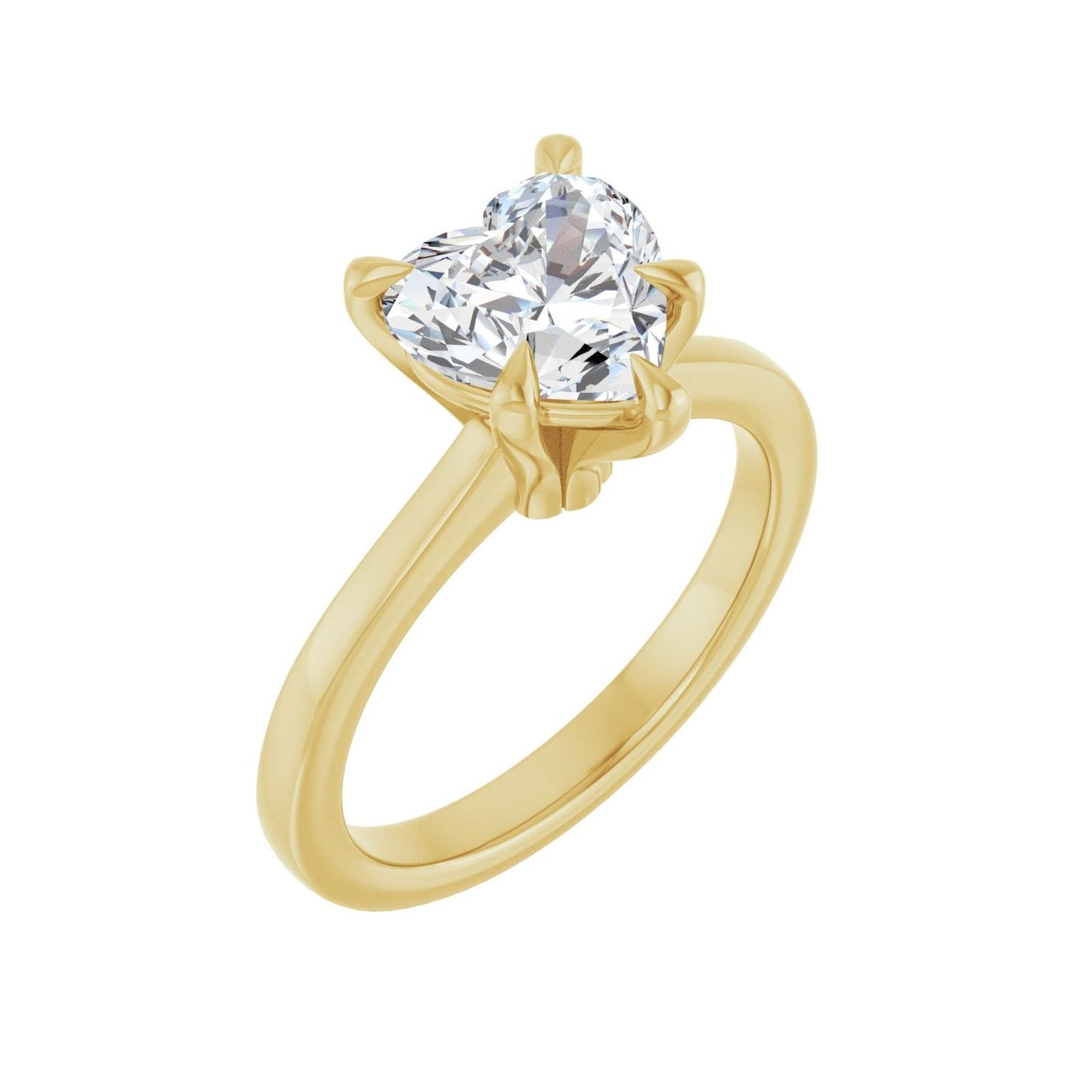 Heart Claw-Prong Engagement Ring | Metal Type=14K Yellow Gold | Center Stone Size=1.5 CT | Image 1