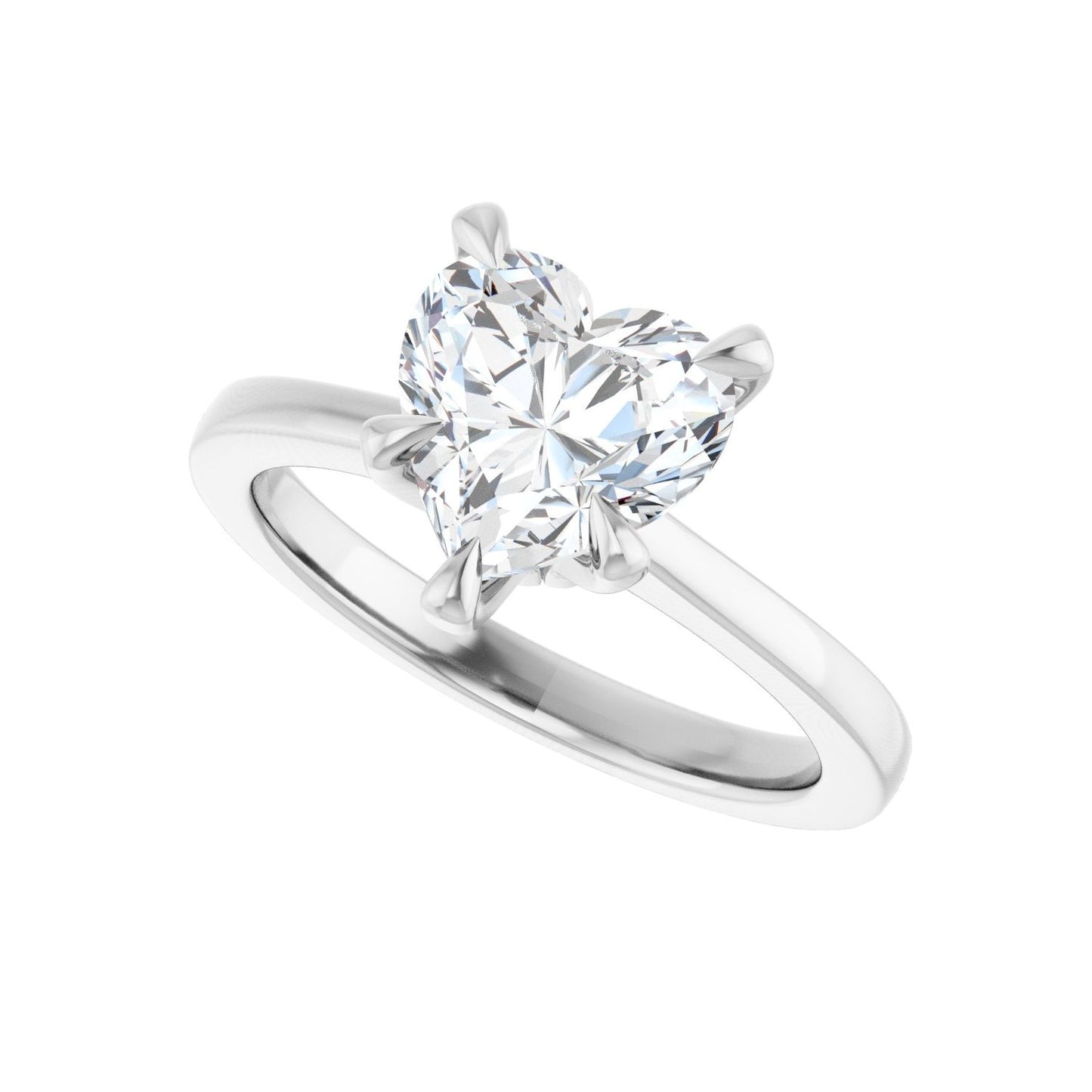 Heart Claw-Prong Engagement Ring | Metal Type=14K White Gold | Center Stone Size=1.5 CT | Image 5