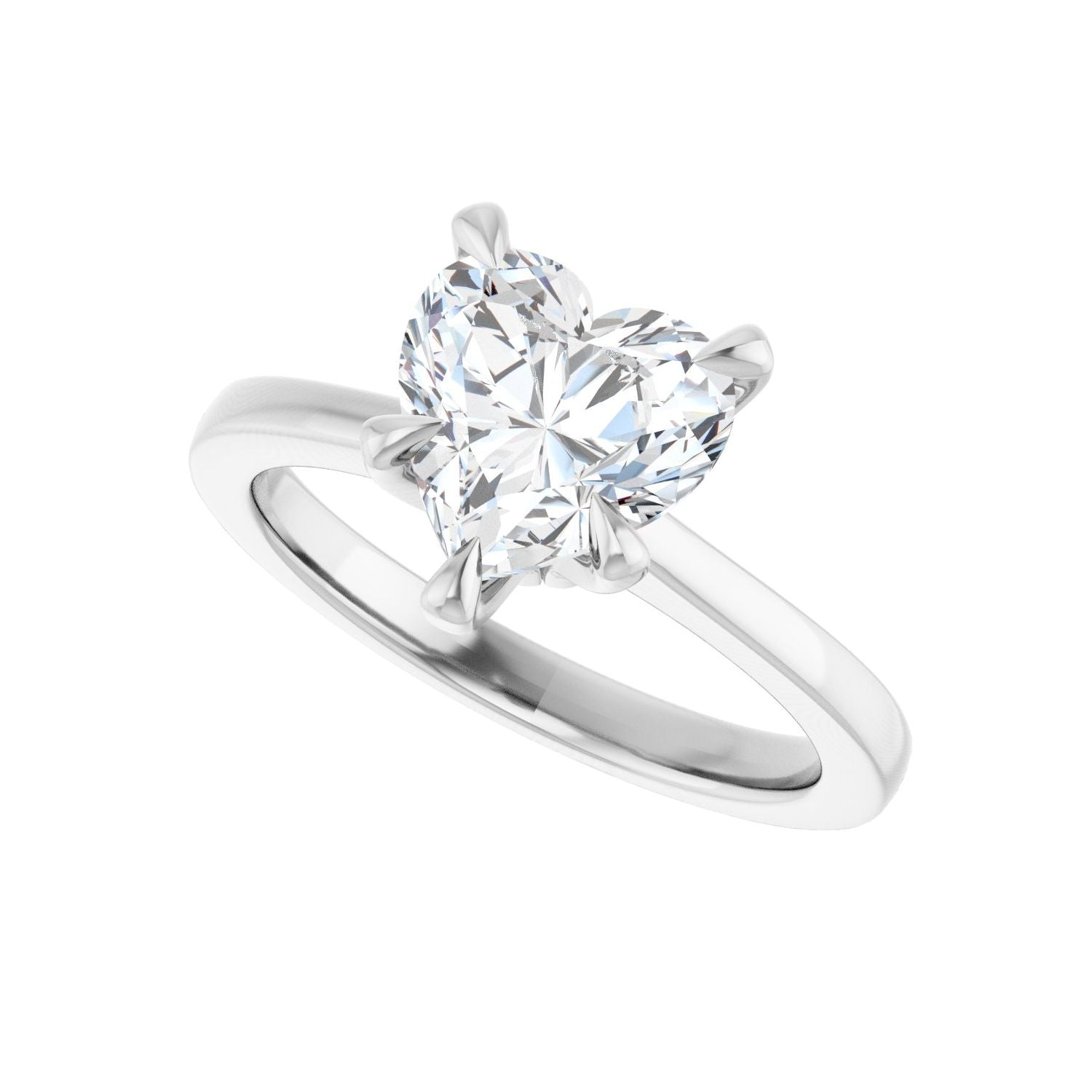 Heart Claw-Prong Engagement Ring | Metal Type=14K White Gold | Center Stone Size=1.5 CT | Image 5