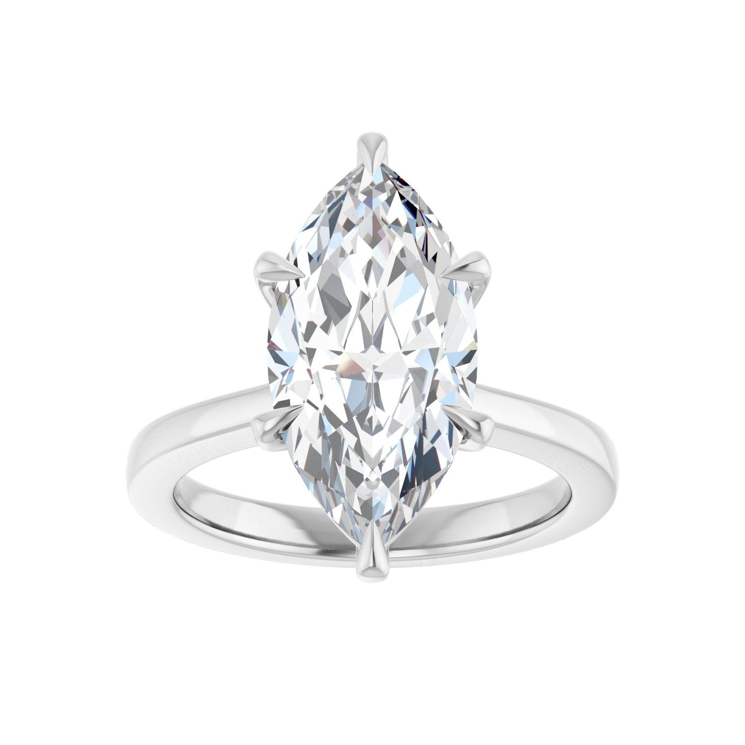 Marquise Claw-Prong Engagement Ring | Metal Type=14K White Gold | Center Stone Size=3 CT | Image 3