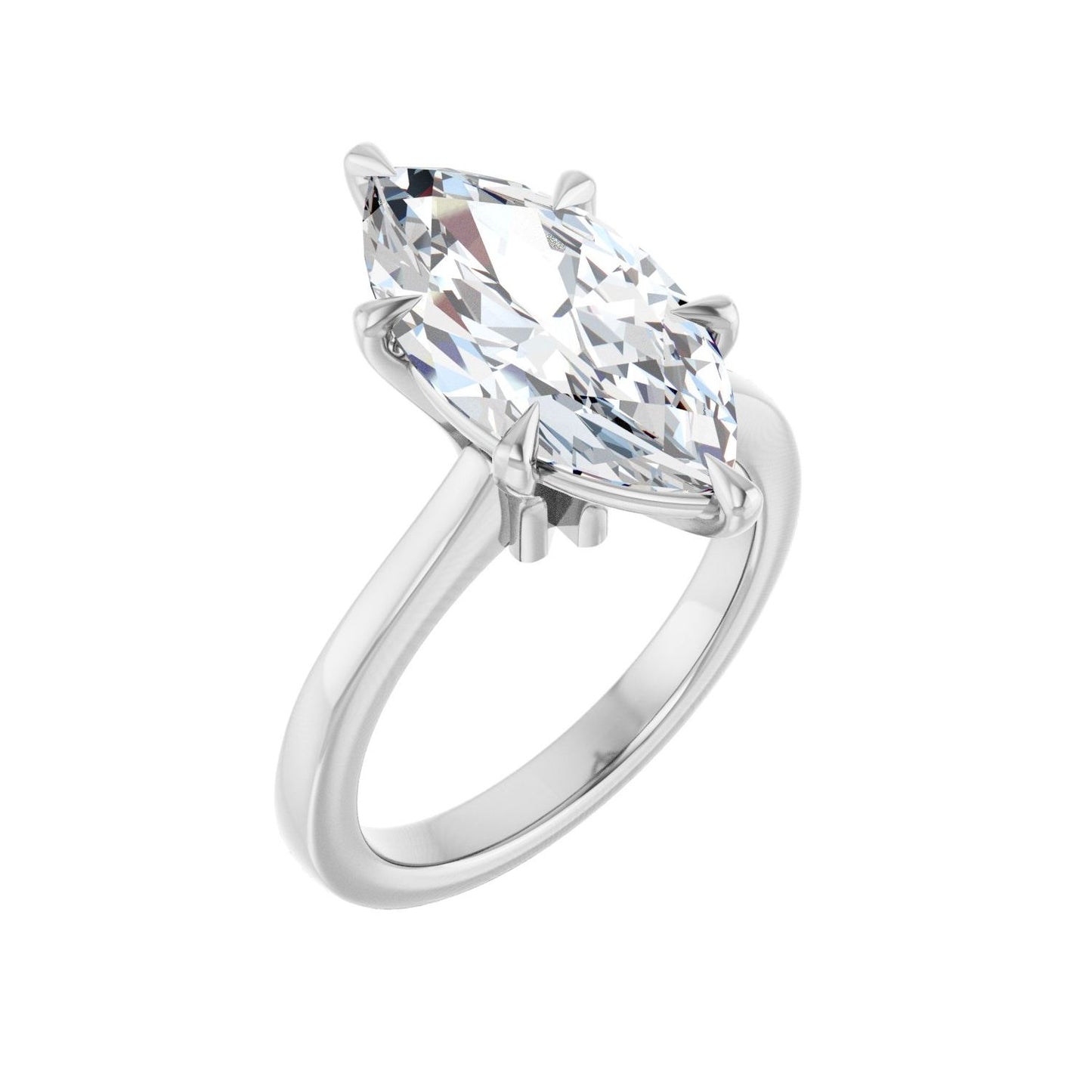 Marquise Claw-Prong Engagement Ring | Metal Type=14K White Gold | Center Stone Size=3 CT | Image 1