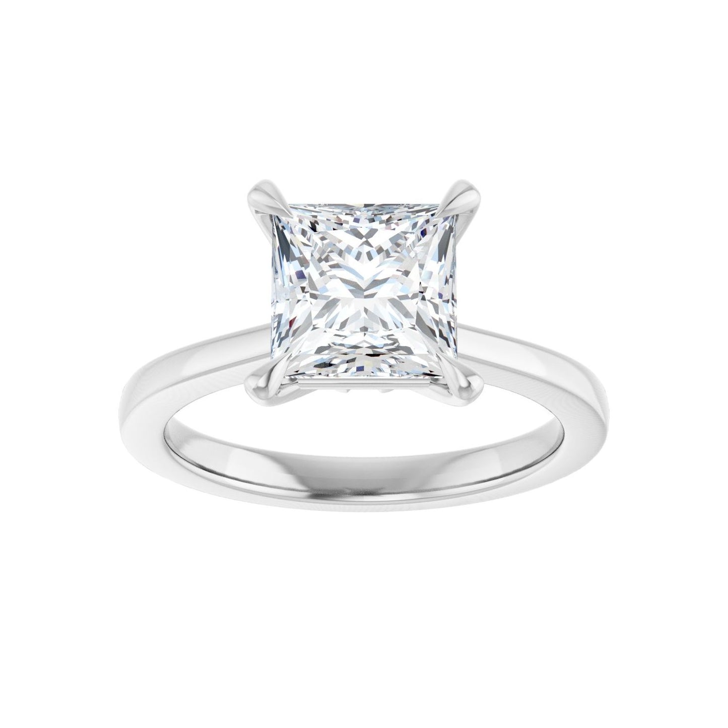 Square Claw-Prong Engagement Ring | Metal Type=14K White Gold | Center Stone Size=2 CT | Image 3
