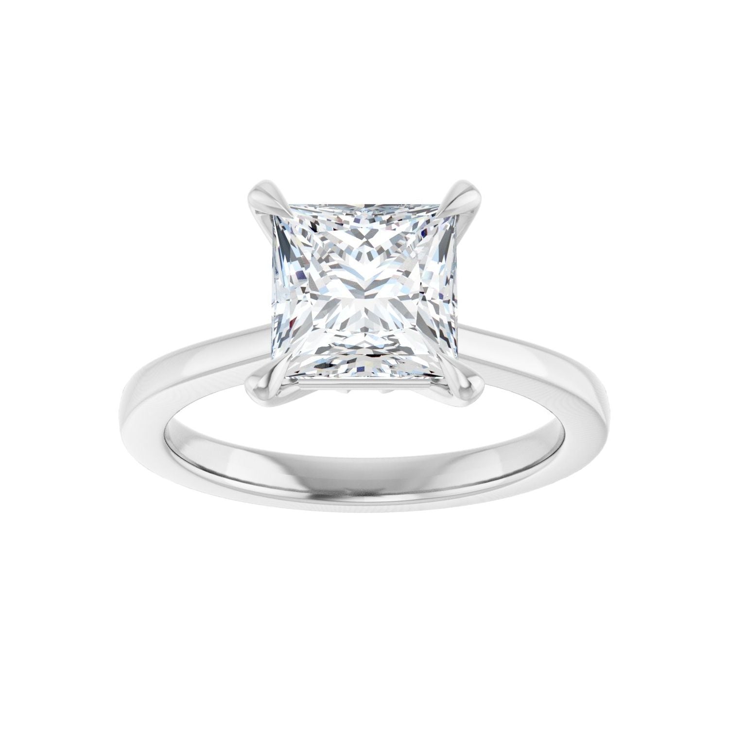 Square Claw-Prong Engagement Ring | Metal Type=14K White Gold | Center Stone Size=2 CT | Image 3