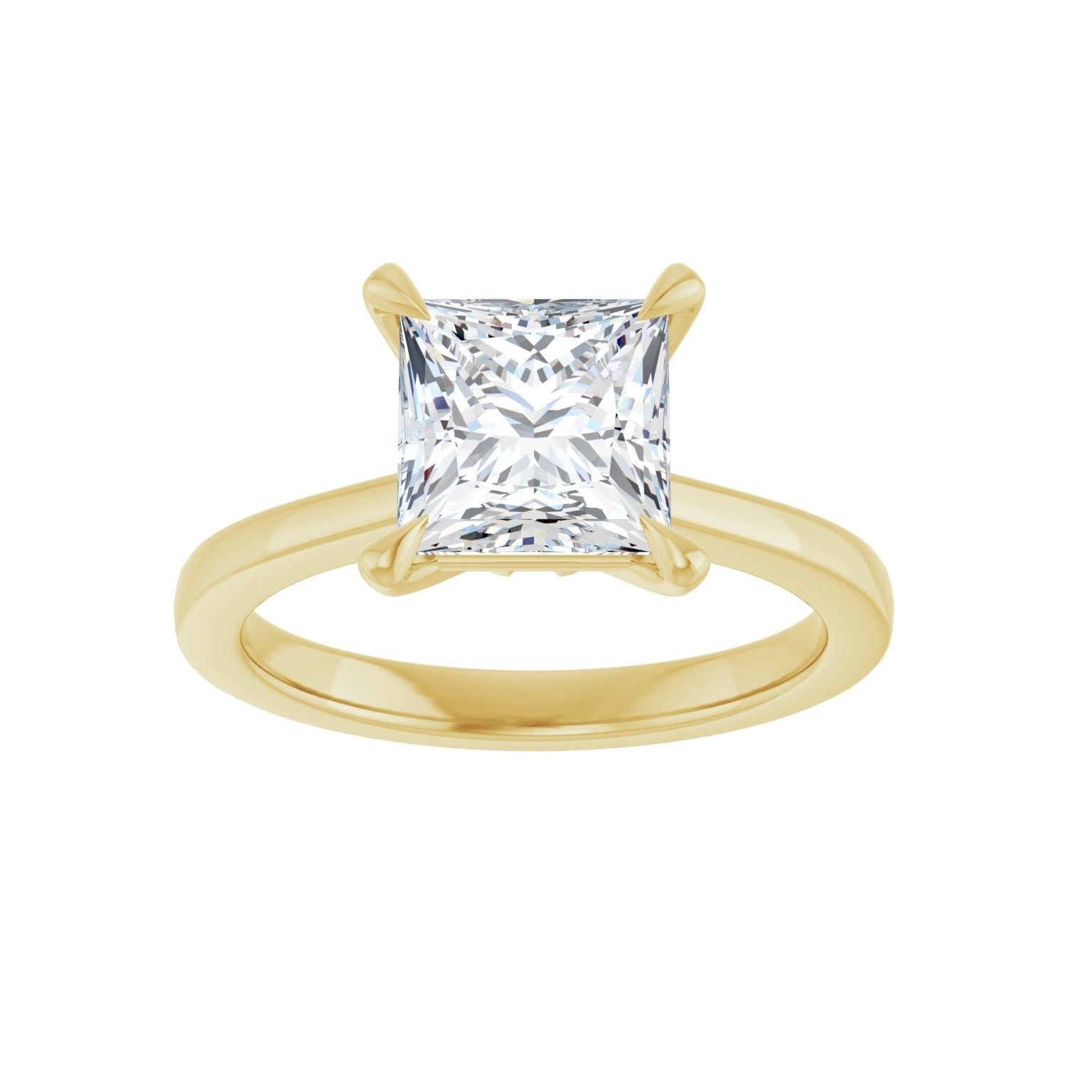 Square Claw-Prong Engagement Ring | Metal Type=14K Yellow Gold | Center Stone Size=2 CT | Image 3