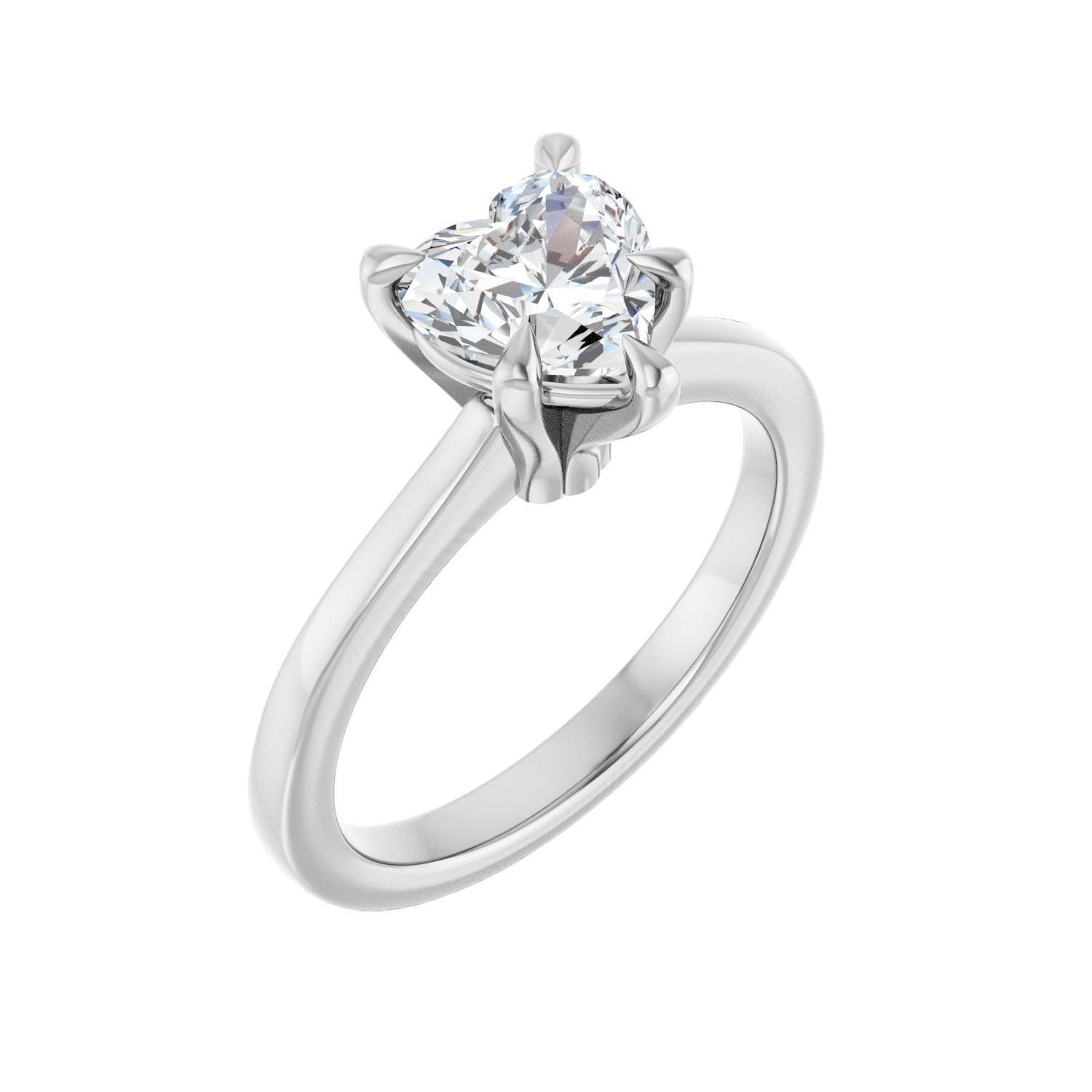 Heart Claw-Prong Engagement Ring | Metal Type=14K White Gold | Center Stone Size=1 CT | Image 1