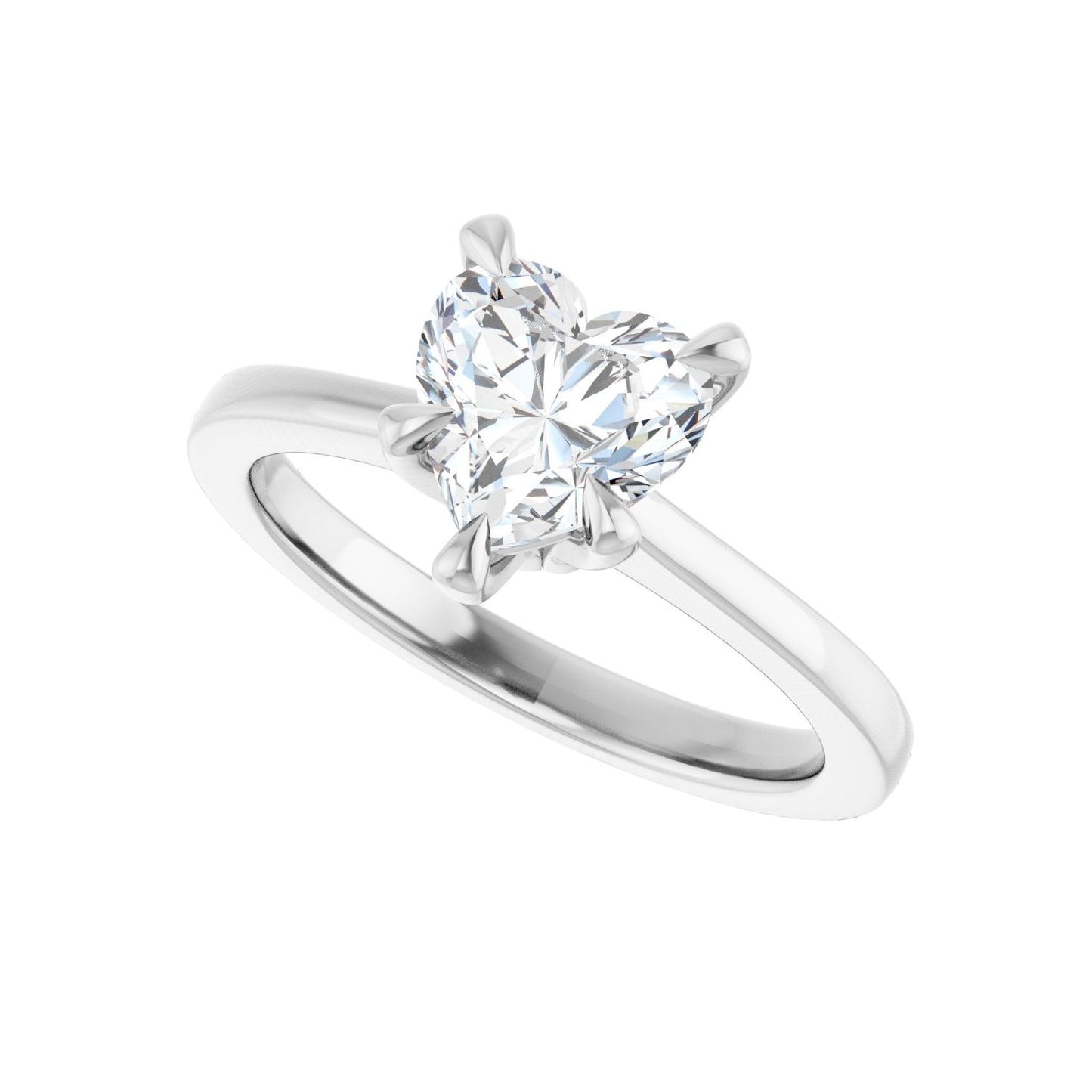 Heart Claw-Prong Engagement Ring | Metal Type=14K White Gold | Center Stone Size=1 CT | Image 5