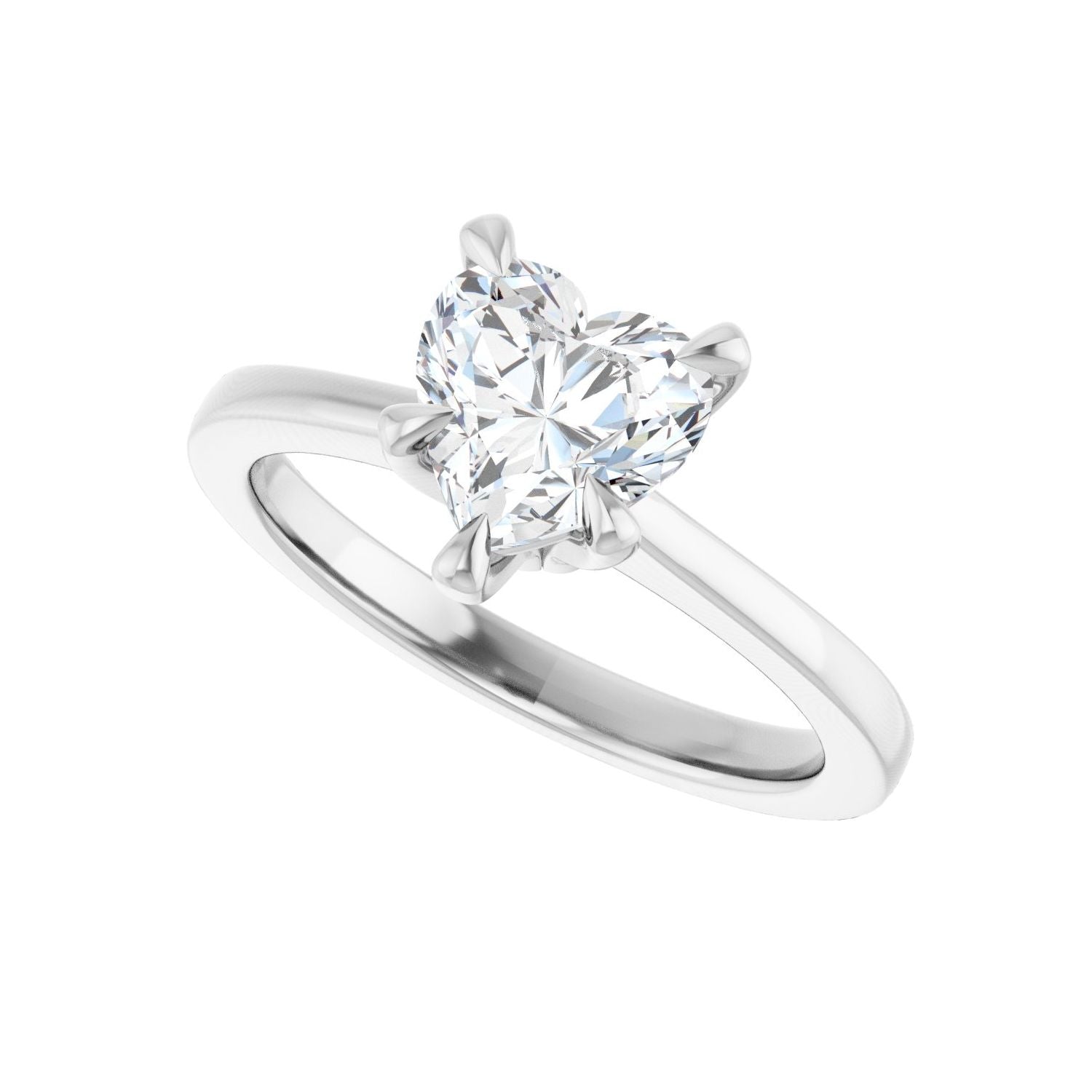 Heart Claw-Prong Engagement Ring | Metal Type=14K White Gold | Center Stone Size=1 CT | Image 5