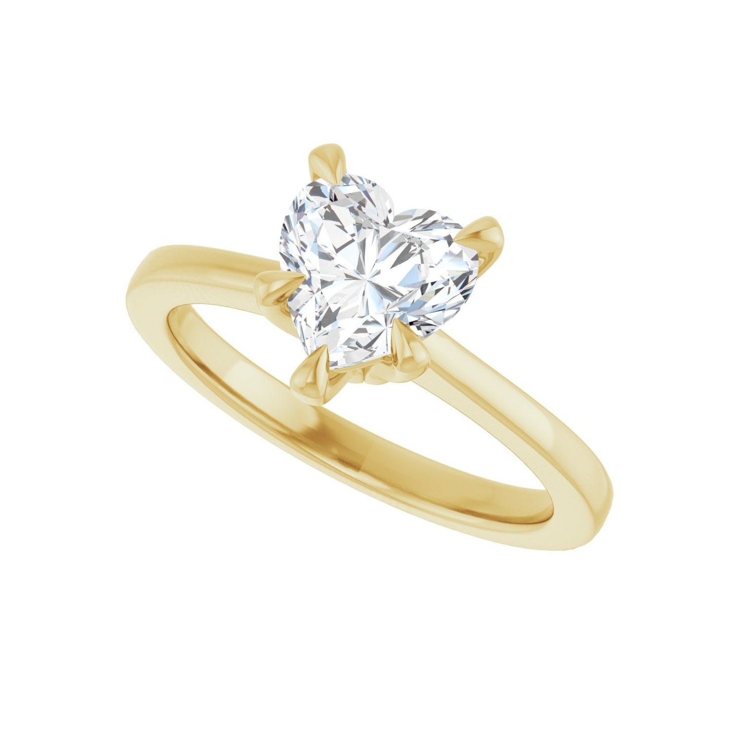 Heart Claw-Prong Engagement Ring | Metal Type=14K Yellow Gold | Center Stone Size=1 CT | Image 5