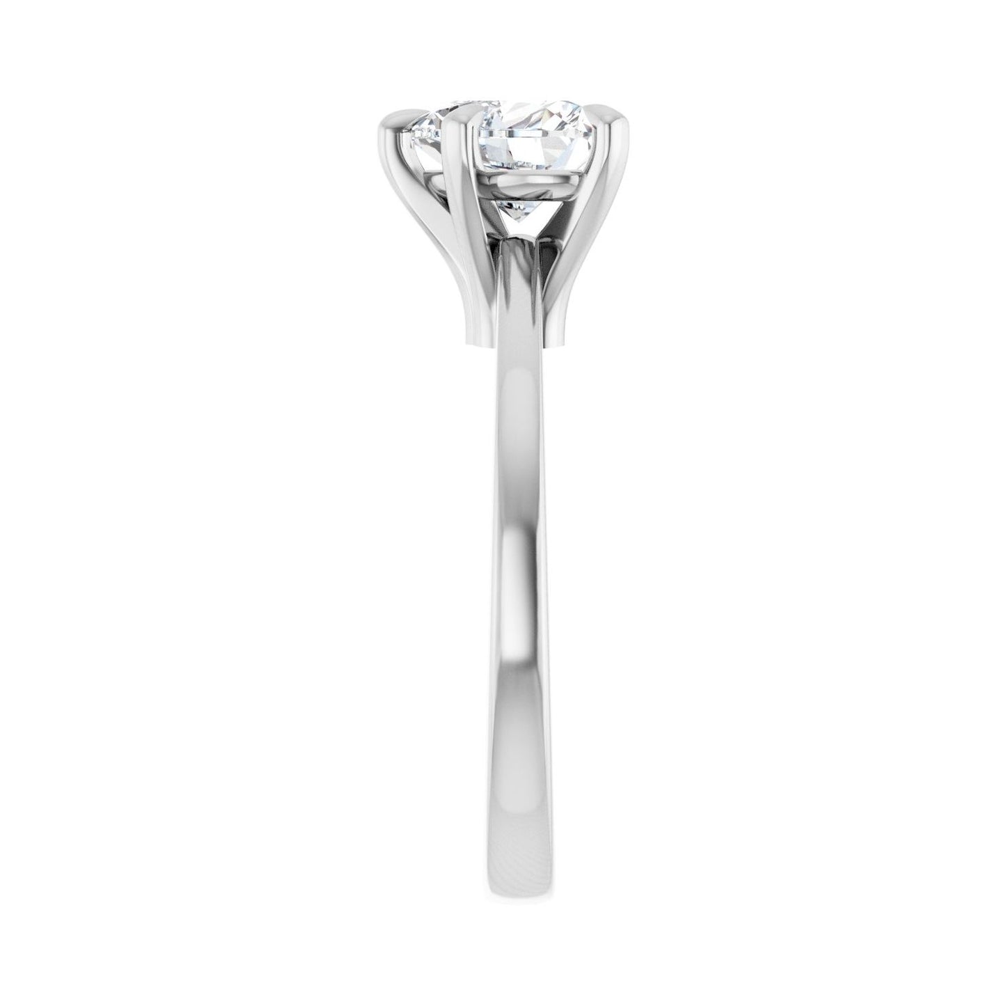 Heart Claw-Prong Engagement Ring | Metal Type=14K White Gold | Center Stone Size=1 CT | Image 4