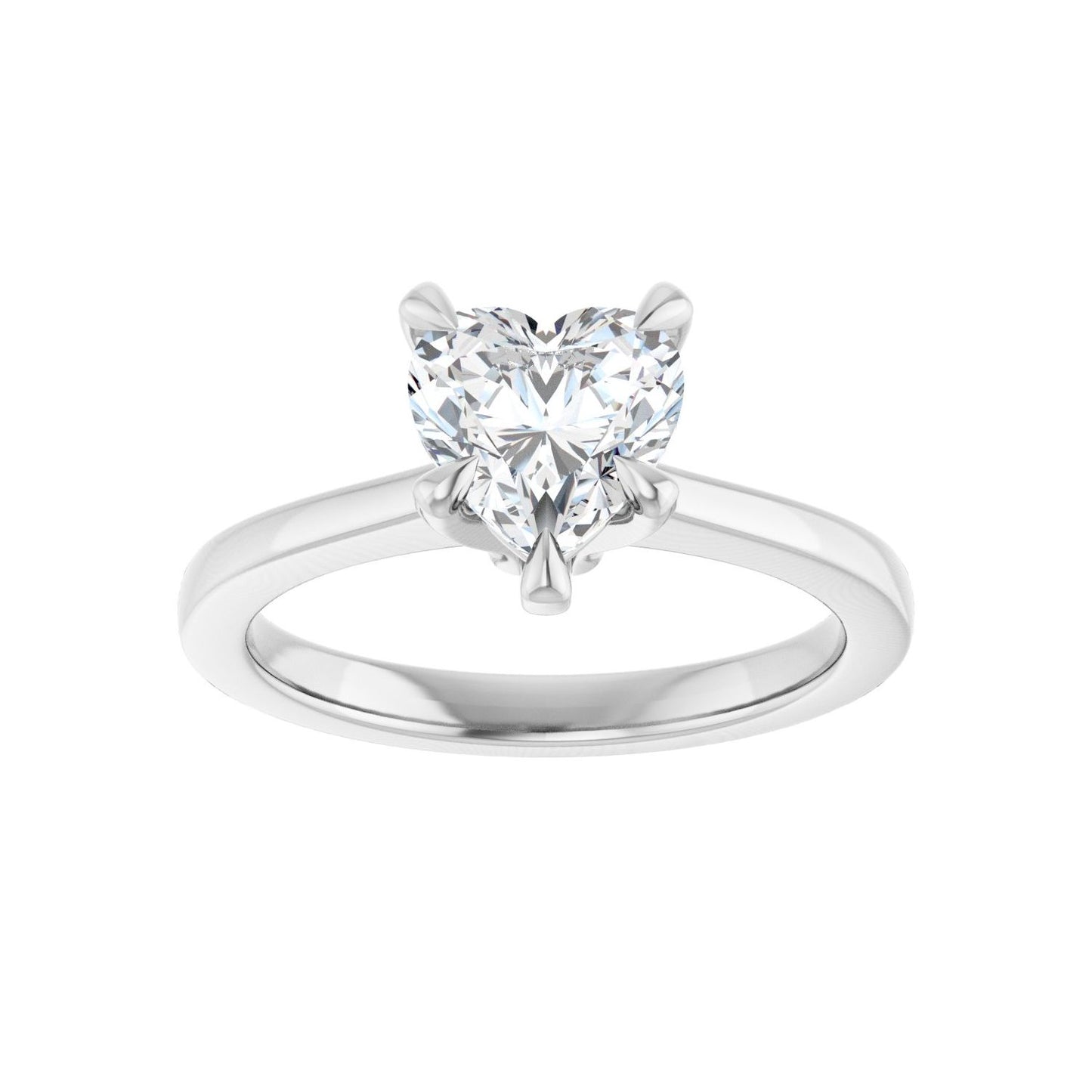 Heart Claw-Prong Engagement Ring | Metal Type=14K White Gold | Center Stone Size=1 CT | Image 3