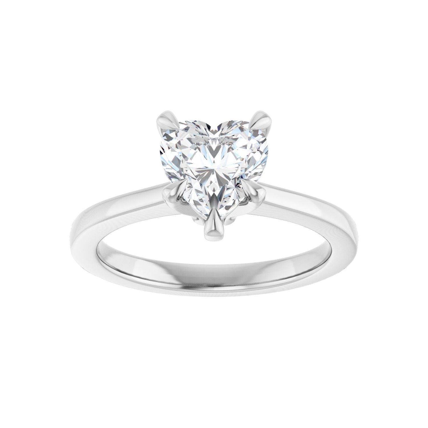 Heart Claw-Prong Engagement Ring | Metal Type=14K White Gold | Center Stone Size=1 CT | Image 3