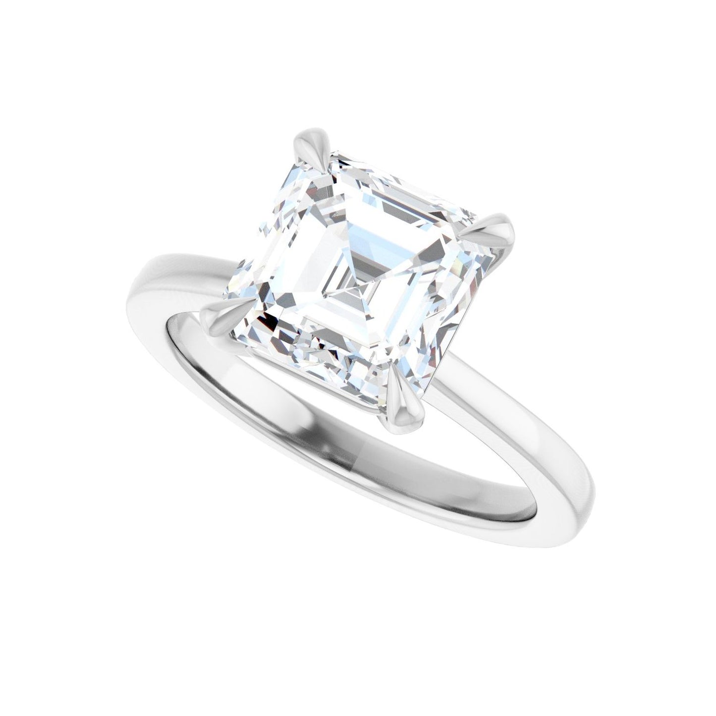Asscher Claw-Prong Engagement Ring | Metal Type=14K White Gold | Center Stone Size=3 CT | Image 5