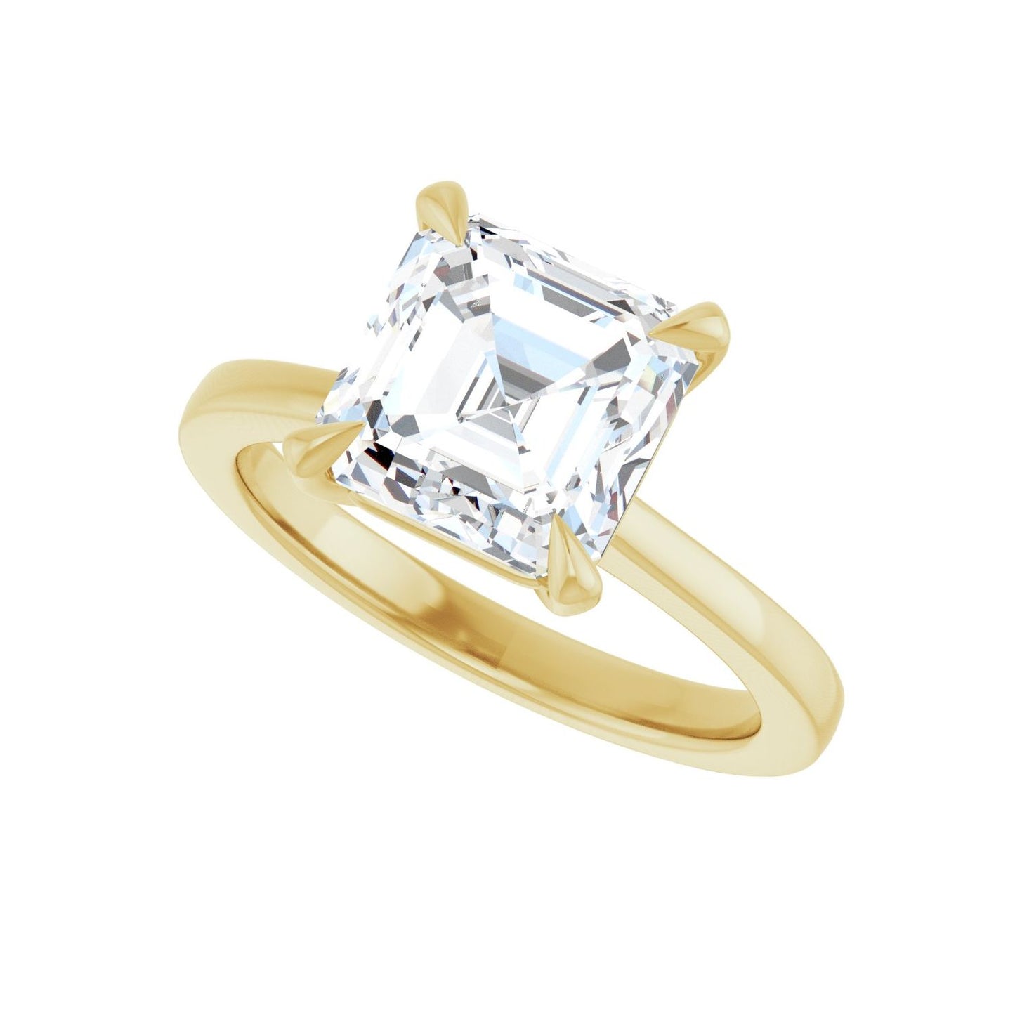 Asscher Claw-Prong Engagement Ring | Metal Type=14K Yellow Gold | Center Stone Size=3 CT | Image 5