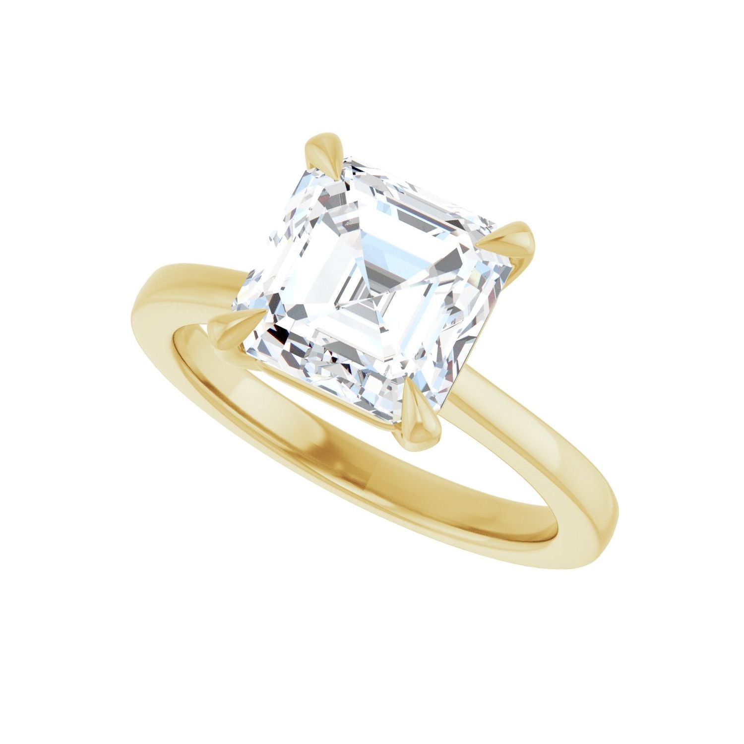 Asscher Claw-Prong Engagement Ring | Metal Type=14K Yellow Gold | Center Stone Size=3 CT | Image 5