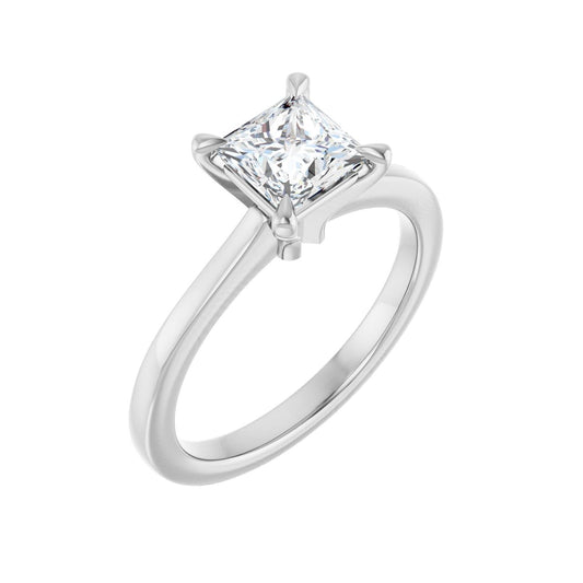 Square Claw-Prong Engagement Ring | Metal Type=14K White Gold | Center Stone Size=1 CT | Image 1