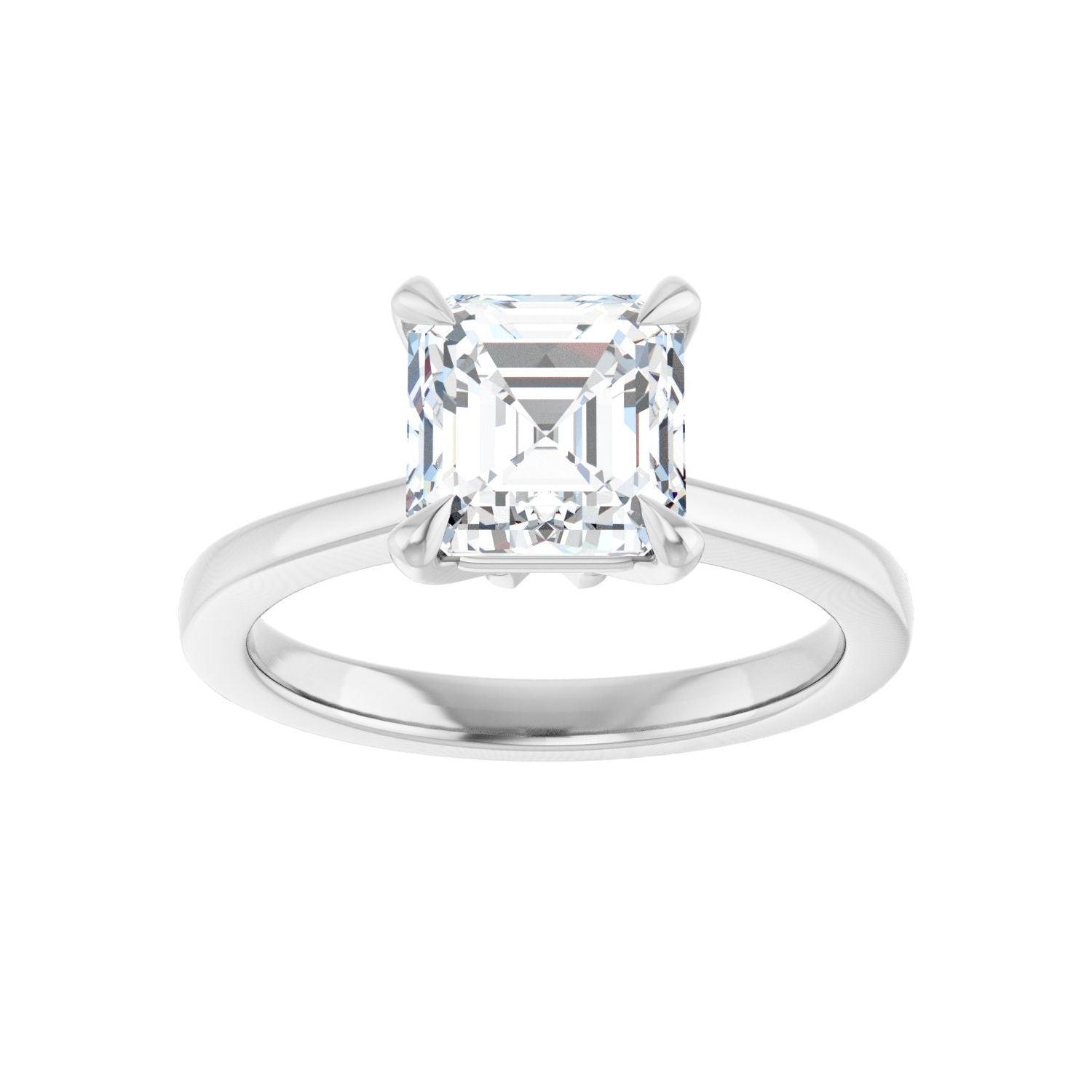 Asscher Claw-Prong Engagement Ring | Metal Type=14K White Gold | Center Stone Size=2 CT | Image 3