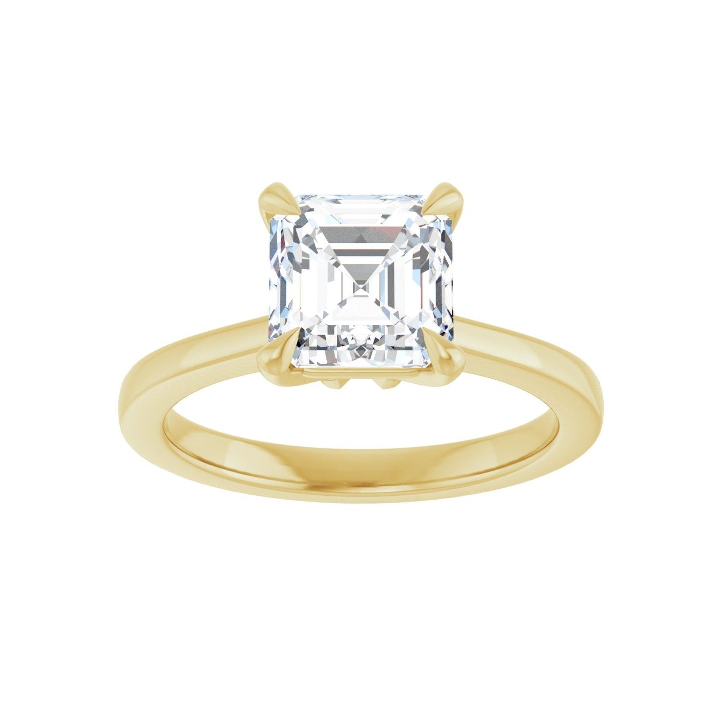 Asscher Claw-Prong Engagement Ring | Metal Type=14K Yellow Gold | Center Stone Size=2 CT | Image 3