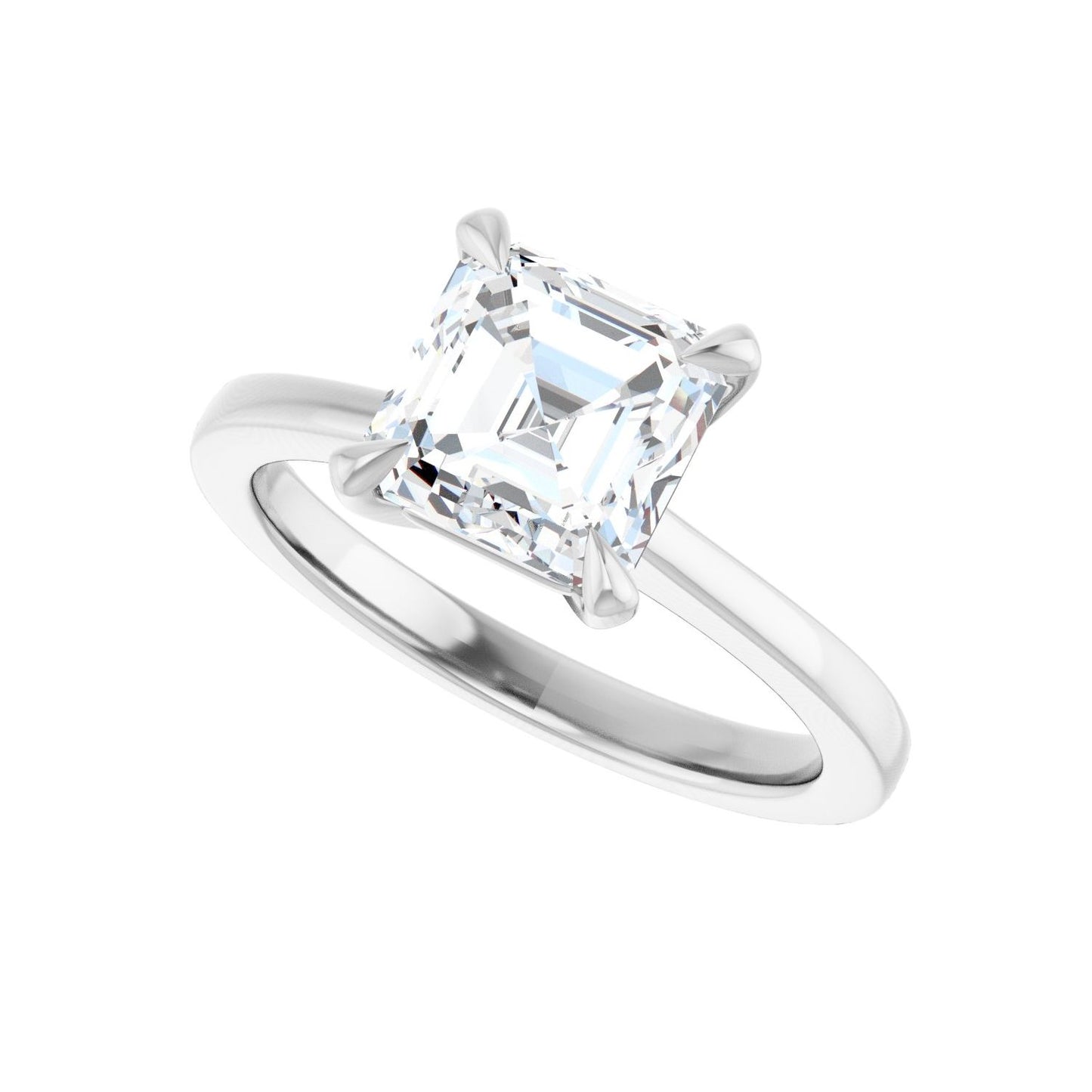 Asscher Claw-Prong Engagement Ring | Metal Type=14K White Gold | Center Stone Size=2 CT | Image 5