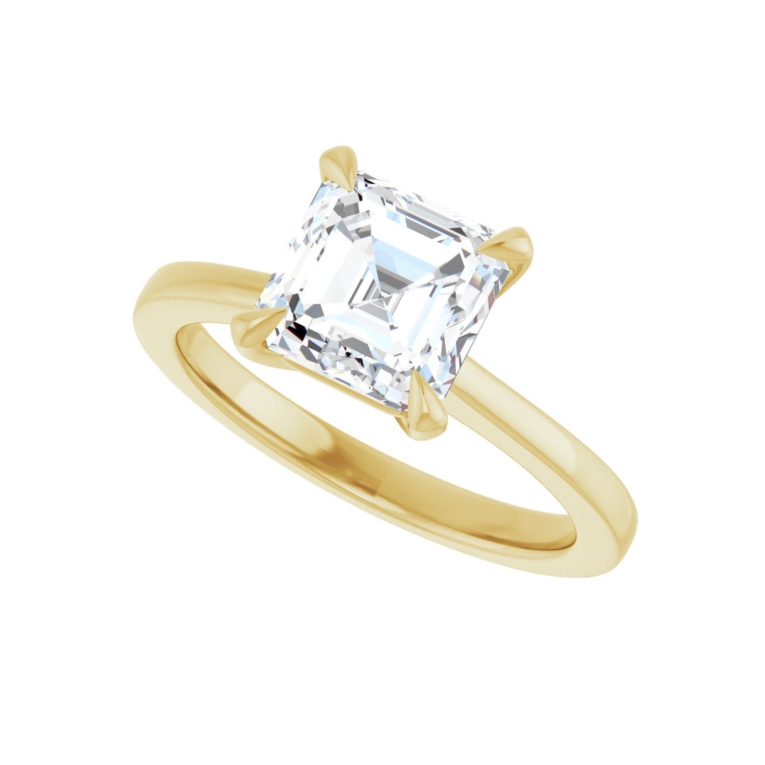 Asscher Claw-Prong Engagement Ring | Metal Type=14K Yellow Gold | Center Stone Size=2 CT | Image 5