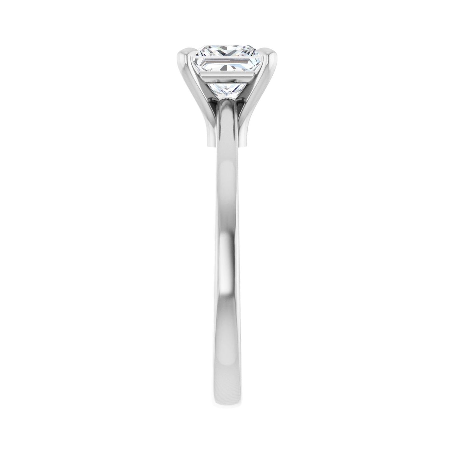 Square Claw-Prong Engagement Ring | Metal Type=14K White Gold | Center Stone Size=1 CT | Image 4