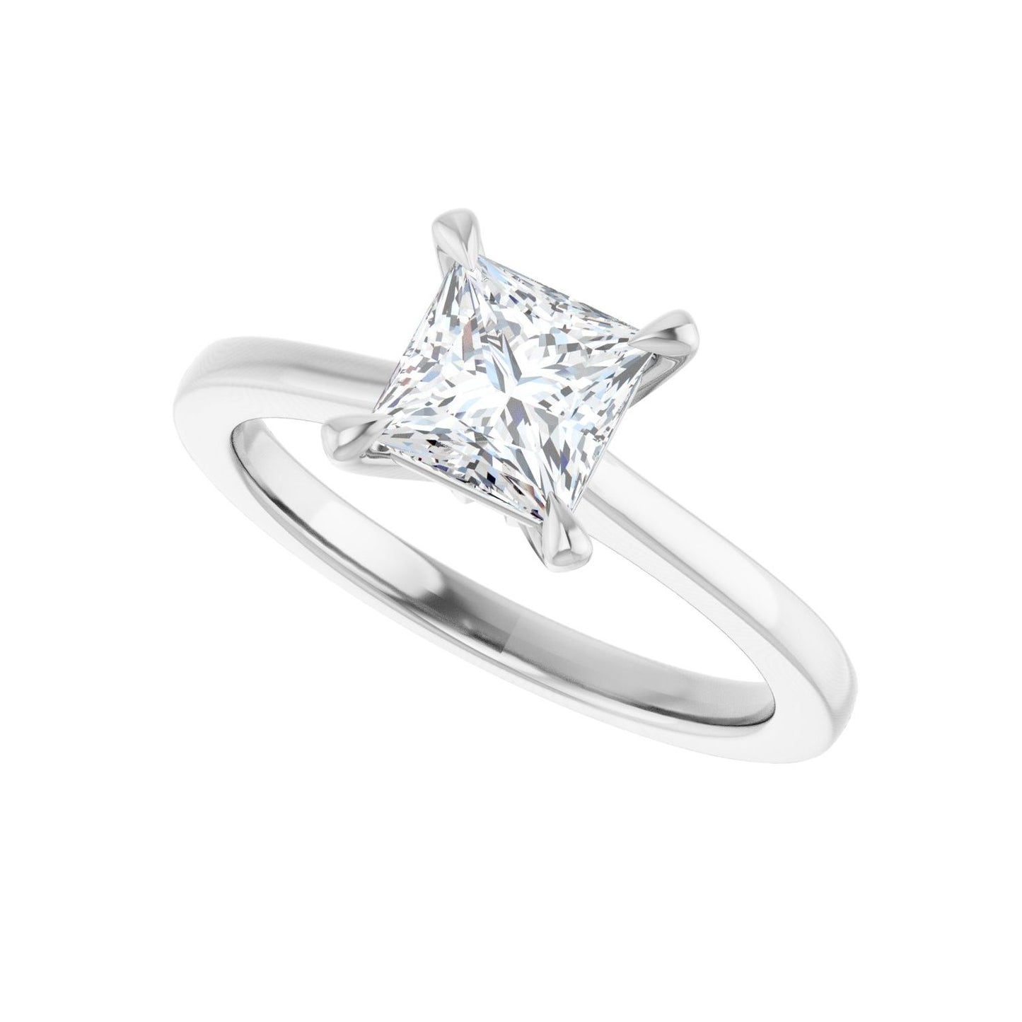 Square Claw-Prong Engagement Ring | Metal Type=14K White Gold | Center Stone Size=1 CT | Image 5