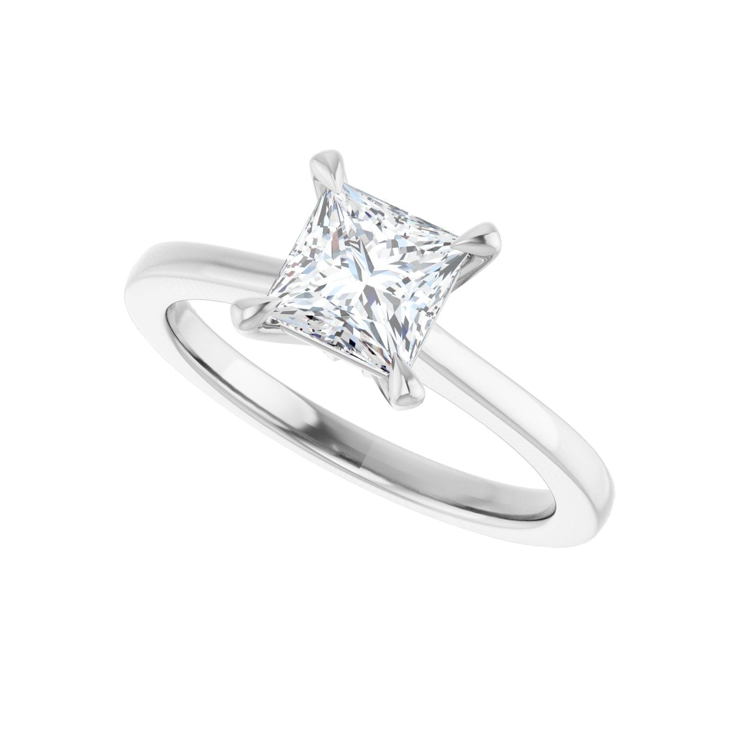 Square Claw-Prong Engagement Ring | Metal Type=14K White Gold | Center Stone Size=1 CT | Image 5