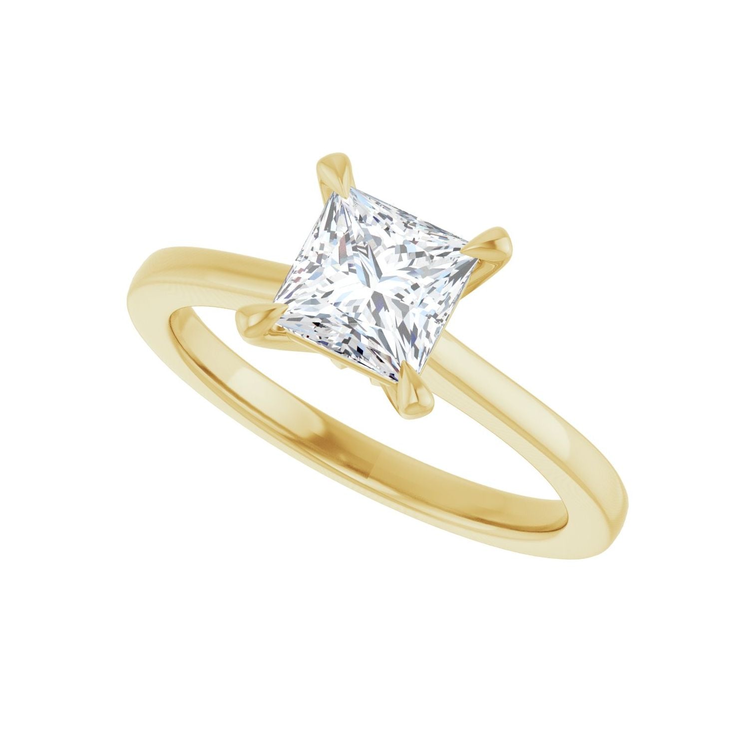 Square Claw-Prong Engagement Ring | Metal Type=14K Yellow Gold | Center Stone Size=1 CT | Image 5