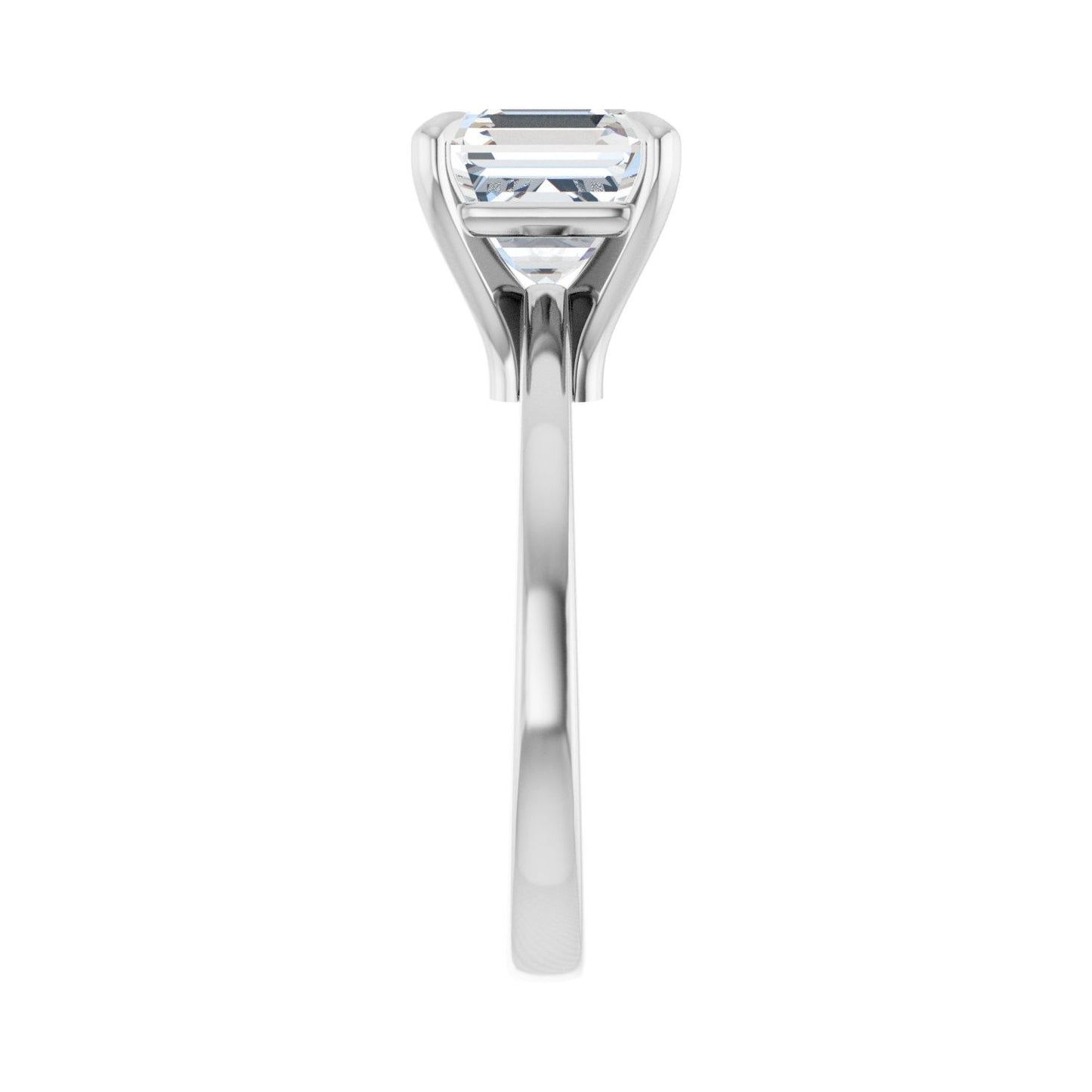 Asscher Claw-Prong Engagement Ring | Metal Type=14K White Gold | Center Stone Size=3 CT | Image 4