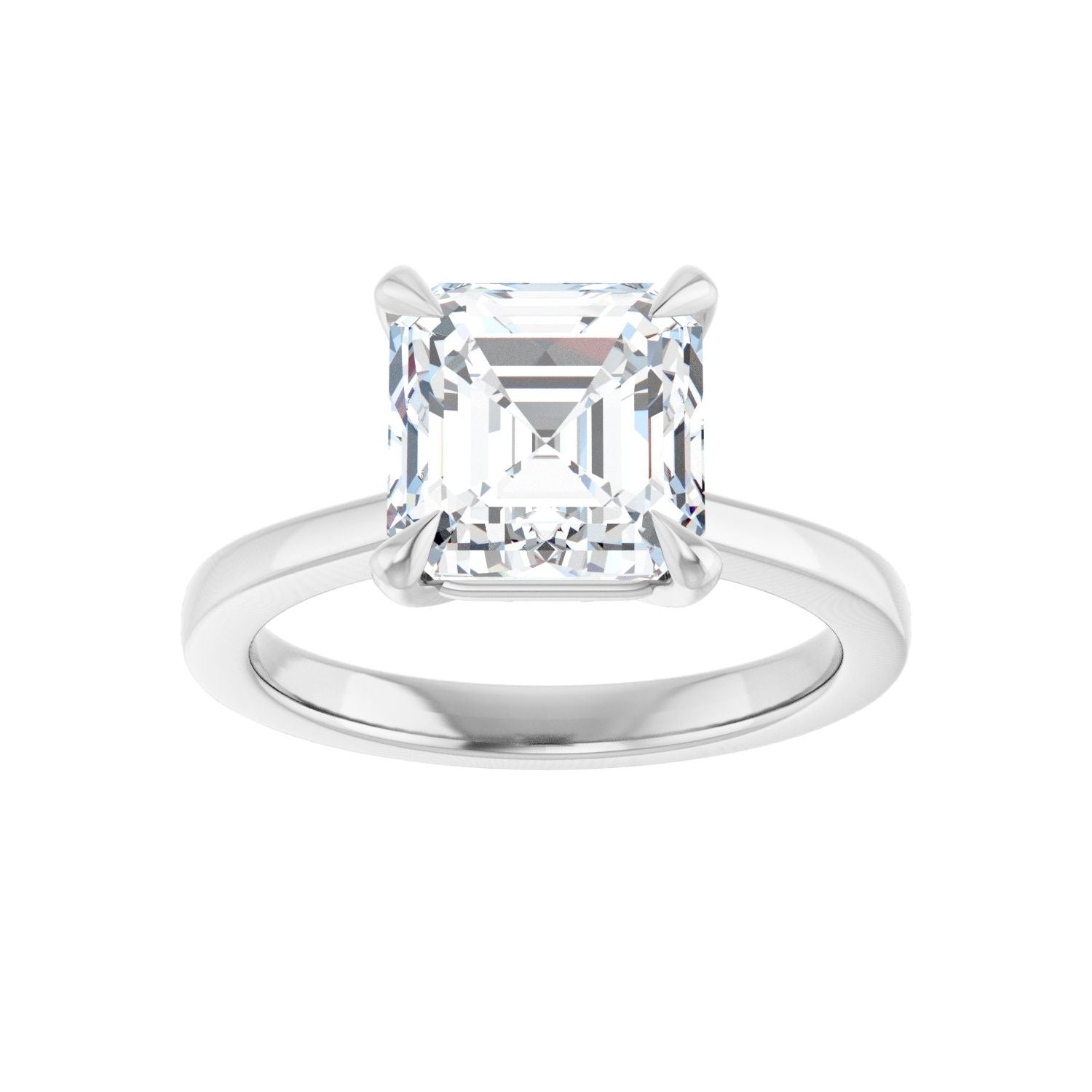 Asscher Claw-Prong Engagement Ring | Metal Type=14K White Gold | Center Stone Size=3 CT | Image 3