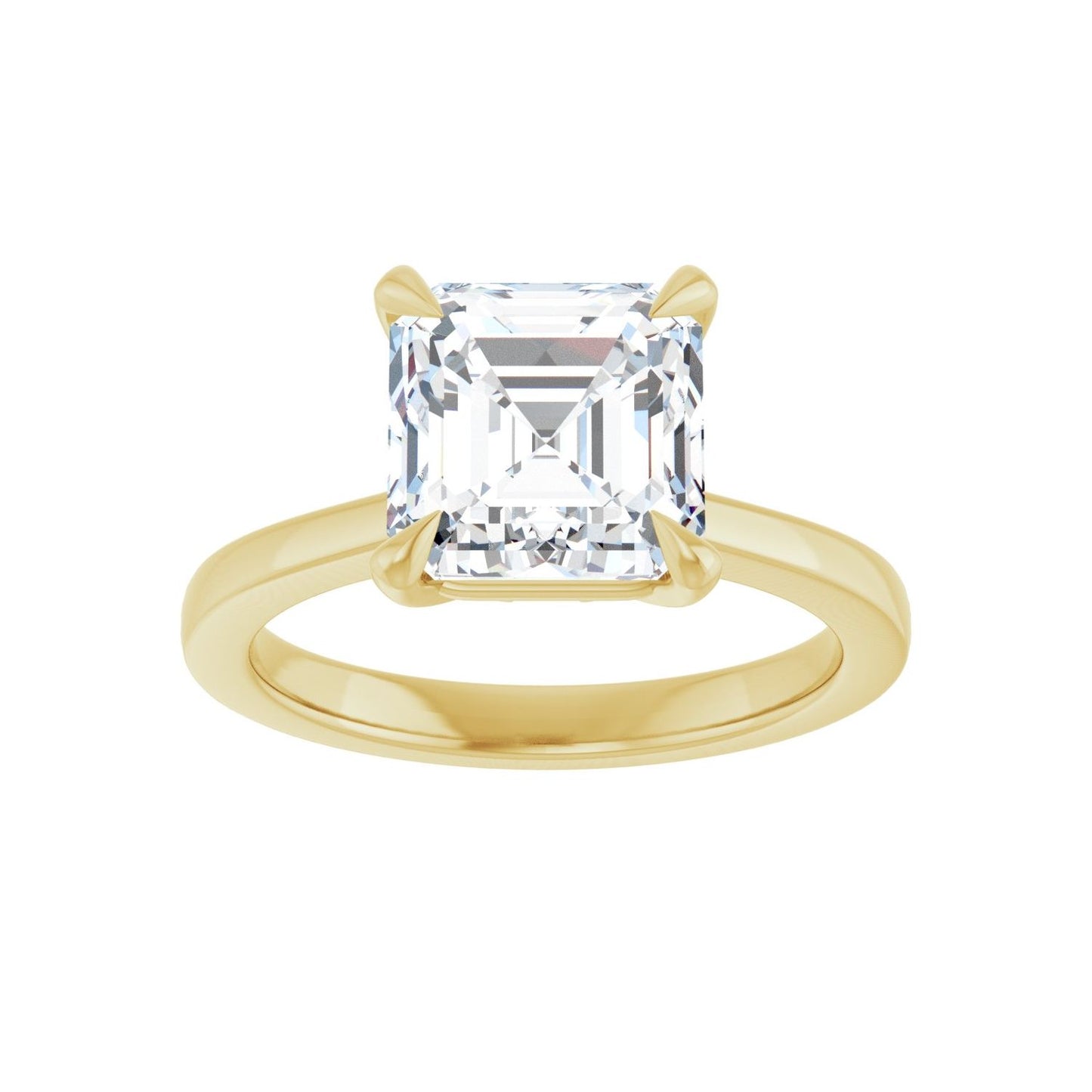Asscher Claw-Prong Engagement Ring | Metal Type=14K Yellow Gold | Center Stone Size=3 CT | Image 3