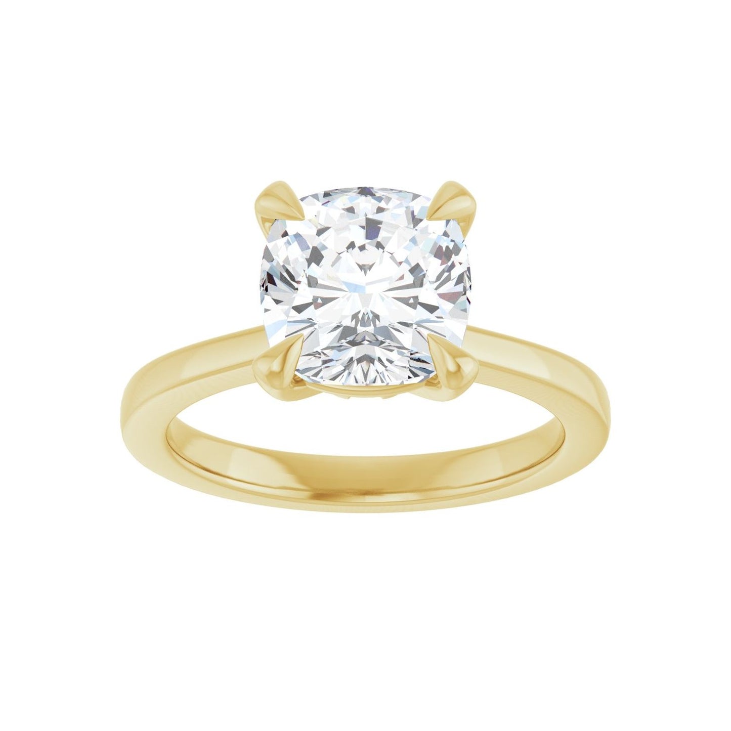 Cushion Claw-Prong Engagement Ring | Metal Type=14K Yellow Gold | Center Stone Size=3 CT | Image 3