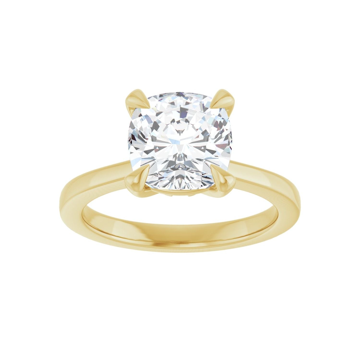 Cushion Claw-Prong Engagement Ring | Metal Type=14K Yellow Gold | Center Stone Size=3 CT | Image 3