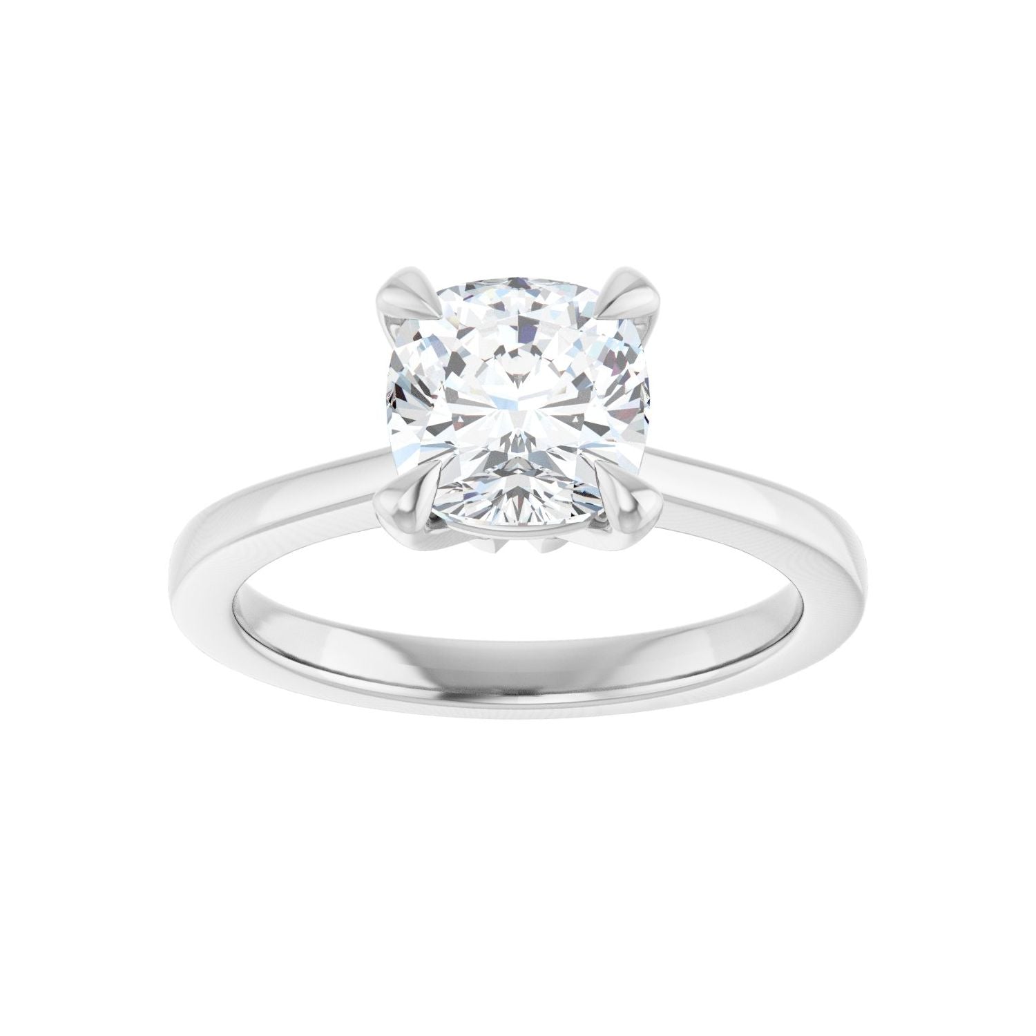 Cushion Claw-Prong Engagement Ring | Metal Type=14K White Gold | Center Stone Size=2 CT | Image 3